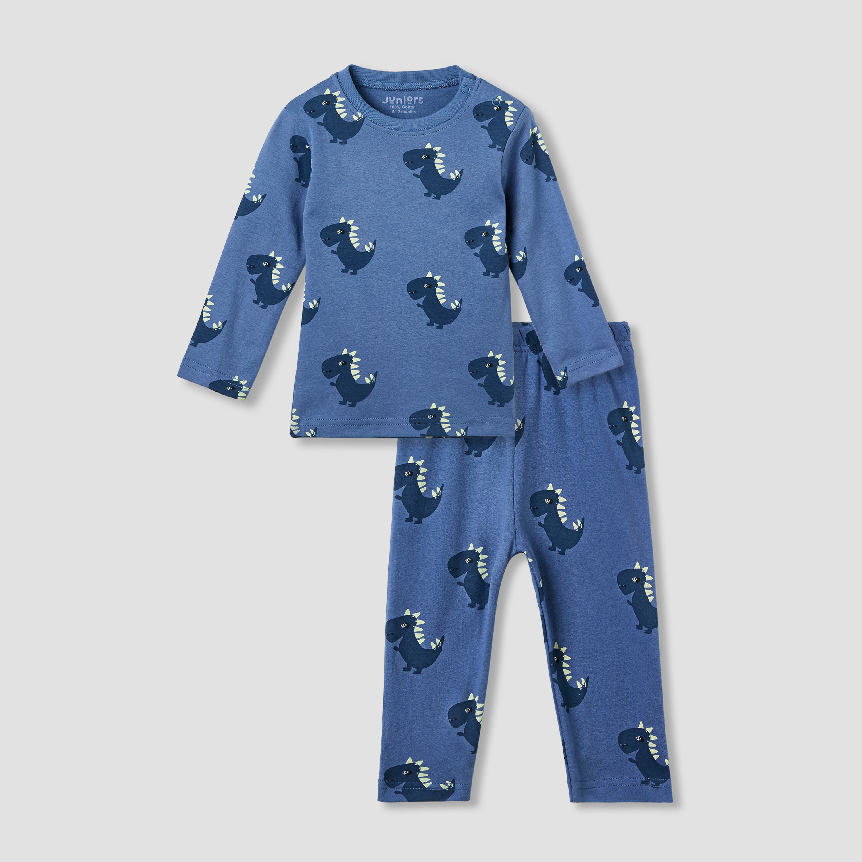 Juniors Dinosaur Print T-shirt and Pyjama Set-baby-boys-clothing-nightwear-pyjamasets-image-1