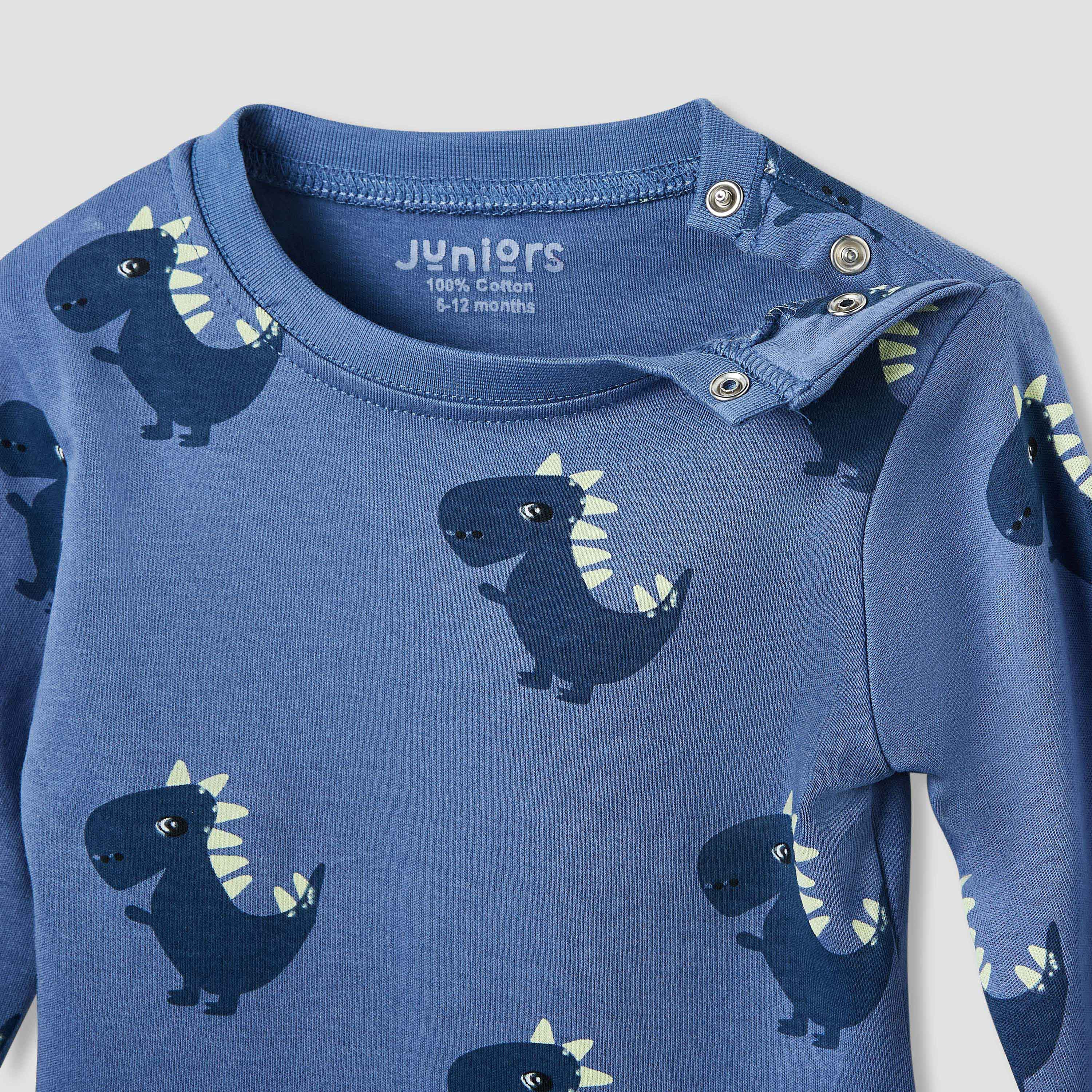 Juniors Dinosaur Print T-shirt and Pyjama Set-baby-boys-clothing-nightwear-pyjamasets-image-4
