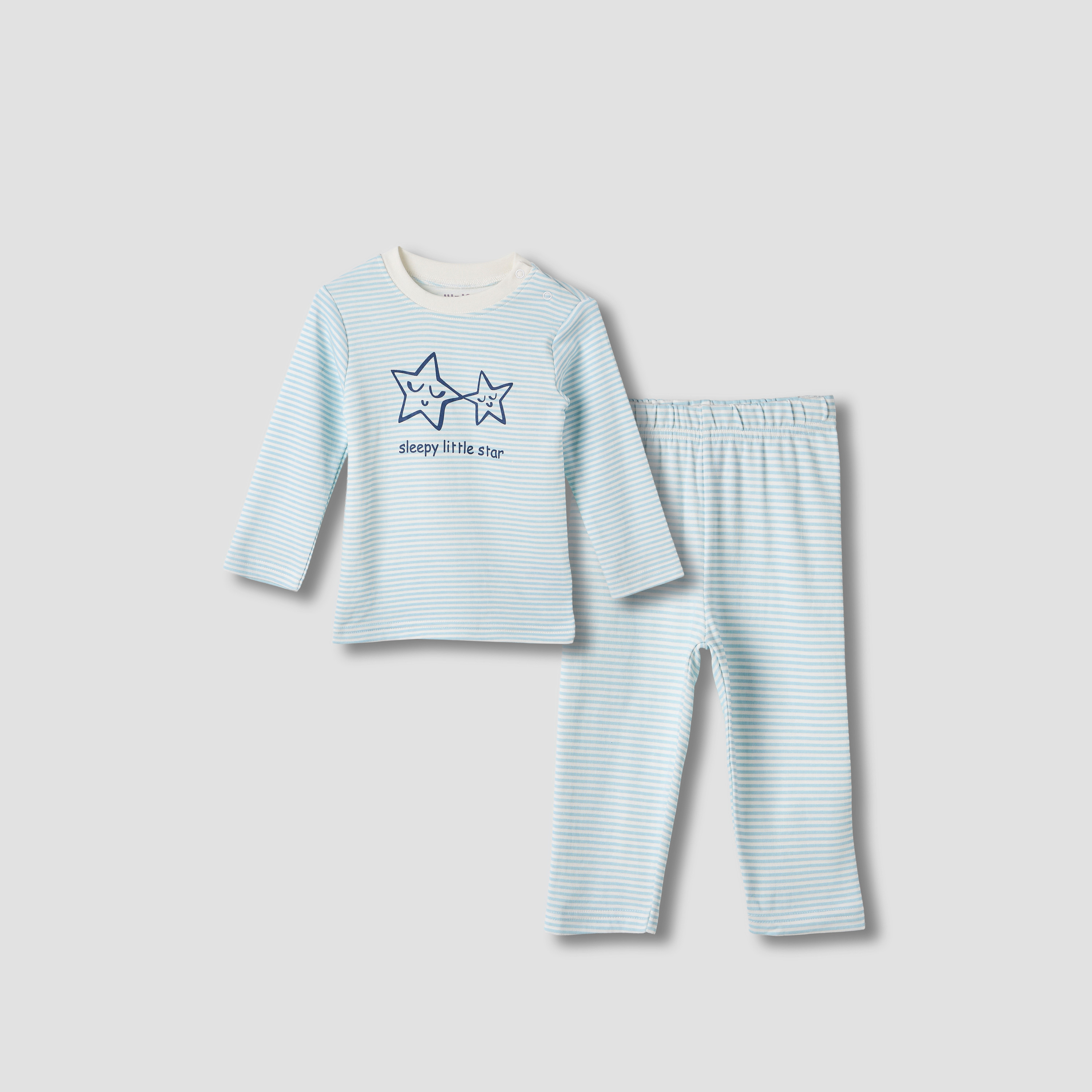 Juniors Striped Long Sleeve T-shirt and Pyjama Set-baby-boys-clothing-nightwear-pyjamasets-image-2