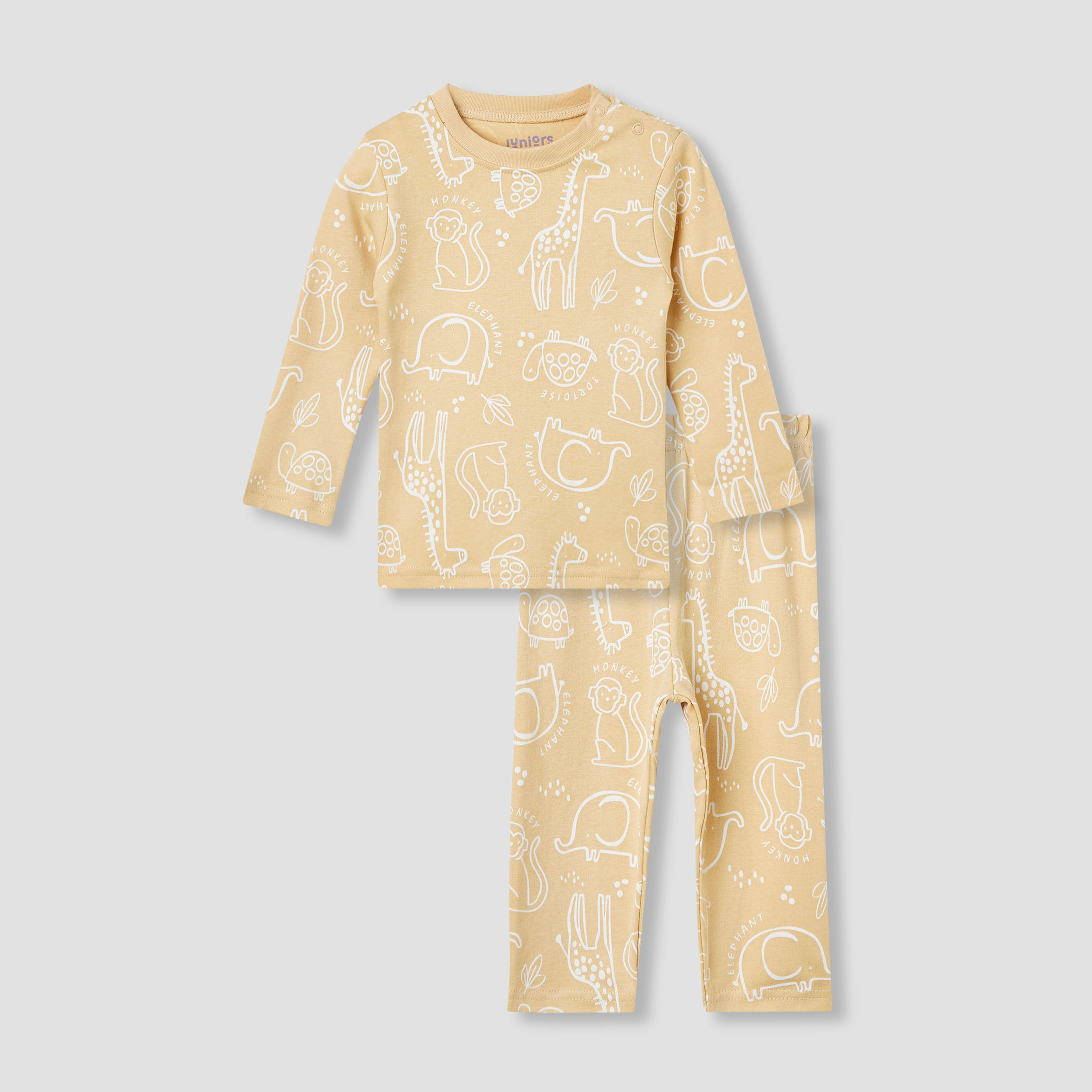 Juniors Lion Print Long Sleeve T-shirt and Pyjama Set-baby-boys-clothing-nightwear-pyjamasets-image-2