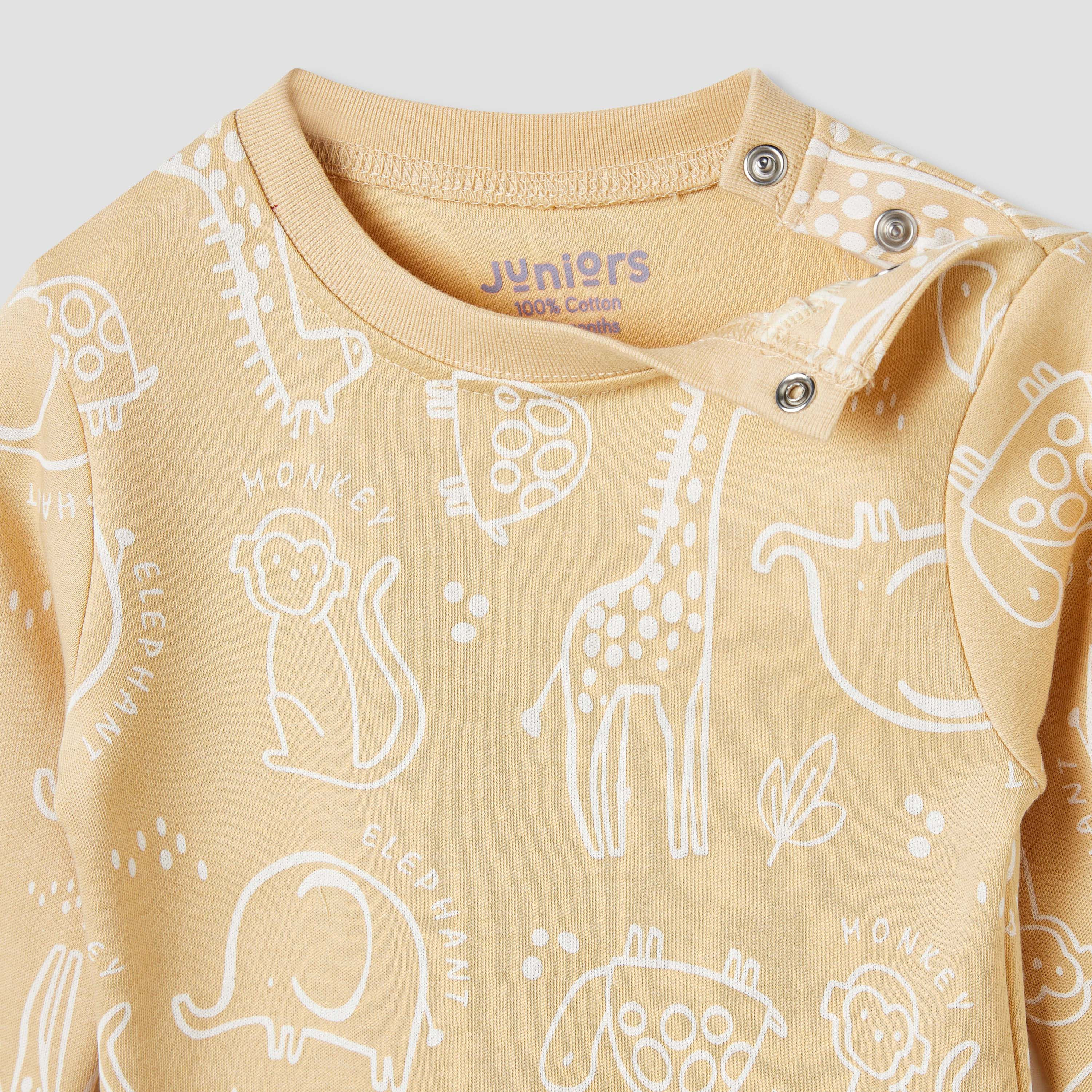 Juniors Lion Print Long Sleeve T-shirt and Pyjama Set-baby-boys-clothing-nightwear-pyjamasets-image-5