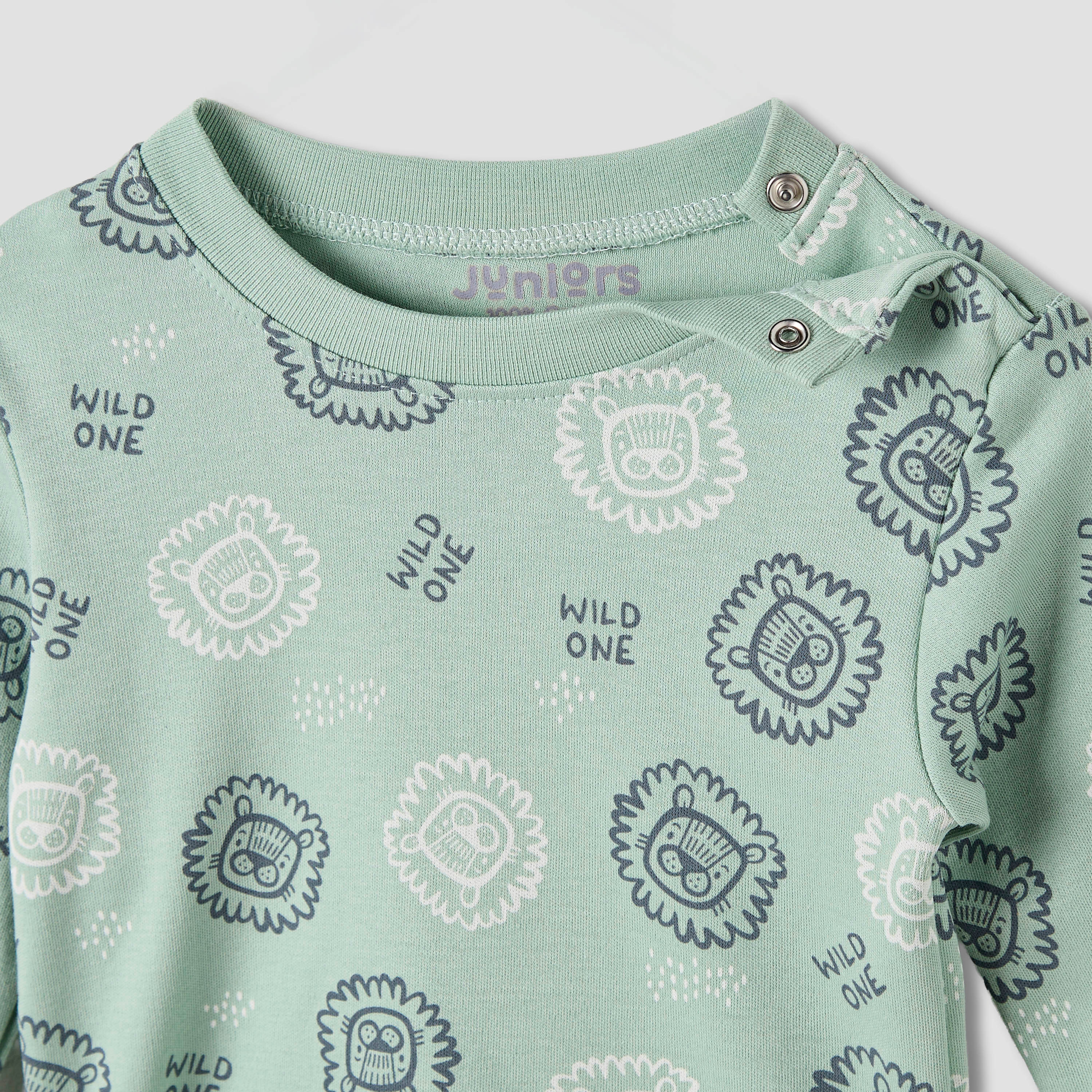 Juniors Lion Print Long Sleeve T-shirt and Pyjama Set-baby-boys-clothing-nightwear-pyjamasets-image-5