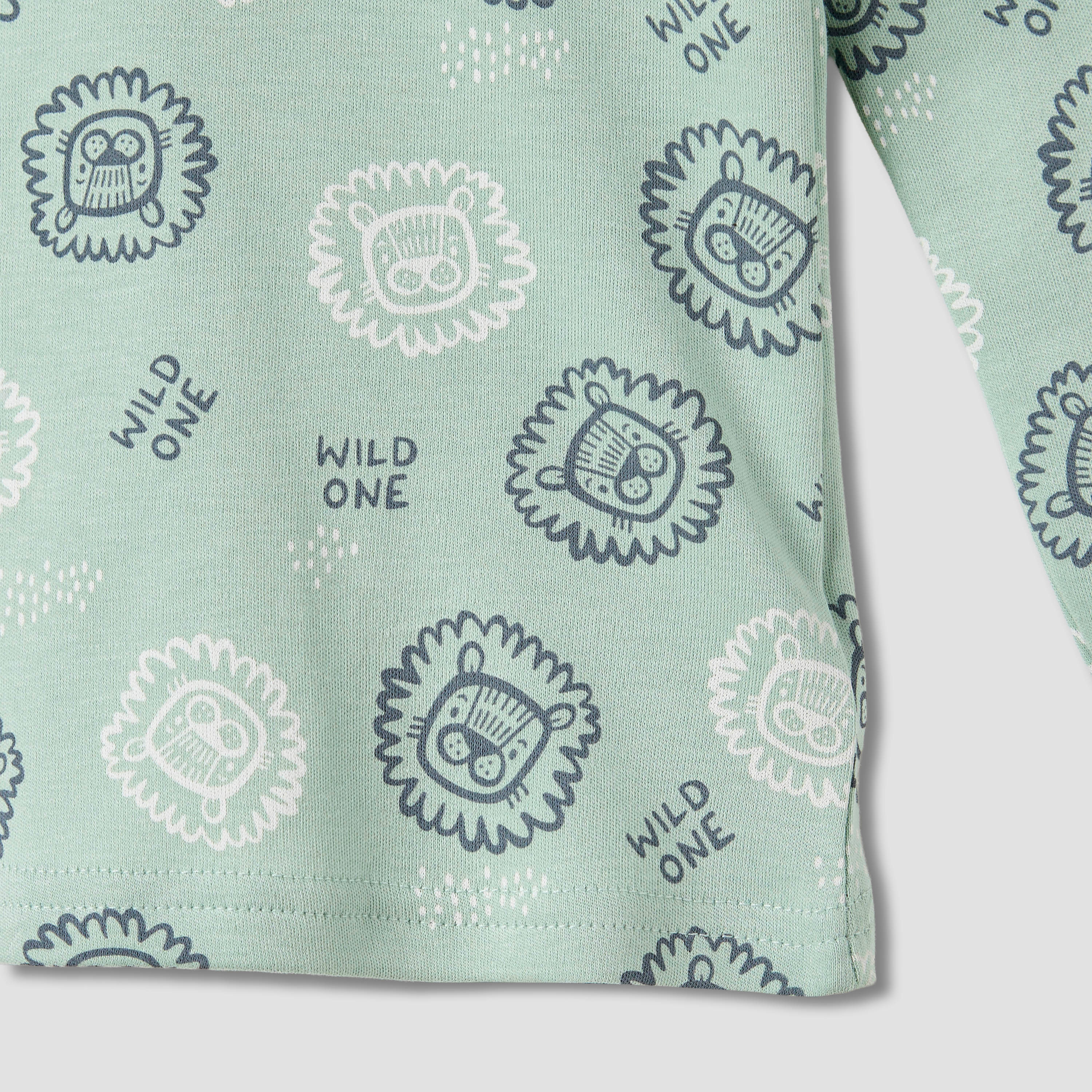 Juniors Lion Print Long Sleeve T-shirt and Pyjama Set-baby-boys-clothing-nightwear-pyjamasets-image-6