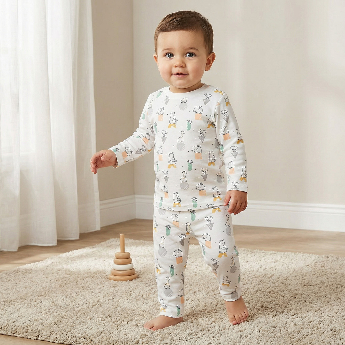 Juniors All-Over Animal Print T-shirt and Pyjama Set-baby-boys-clothing-nightwear-pyjamasets-image-1