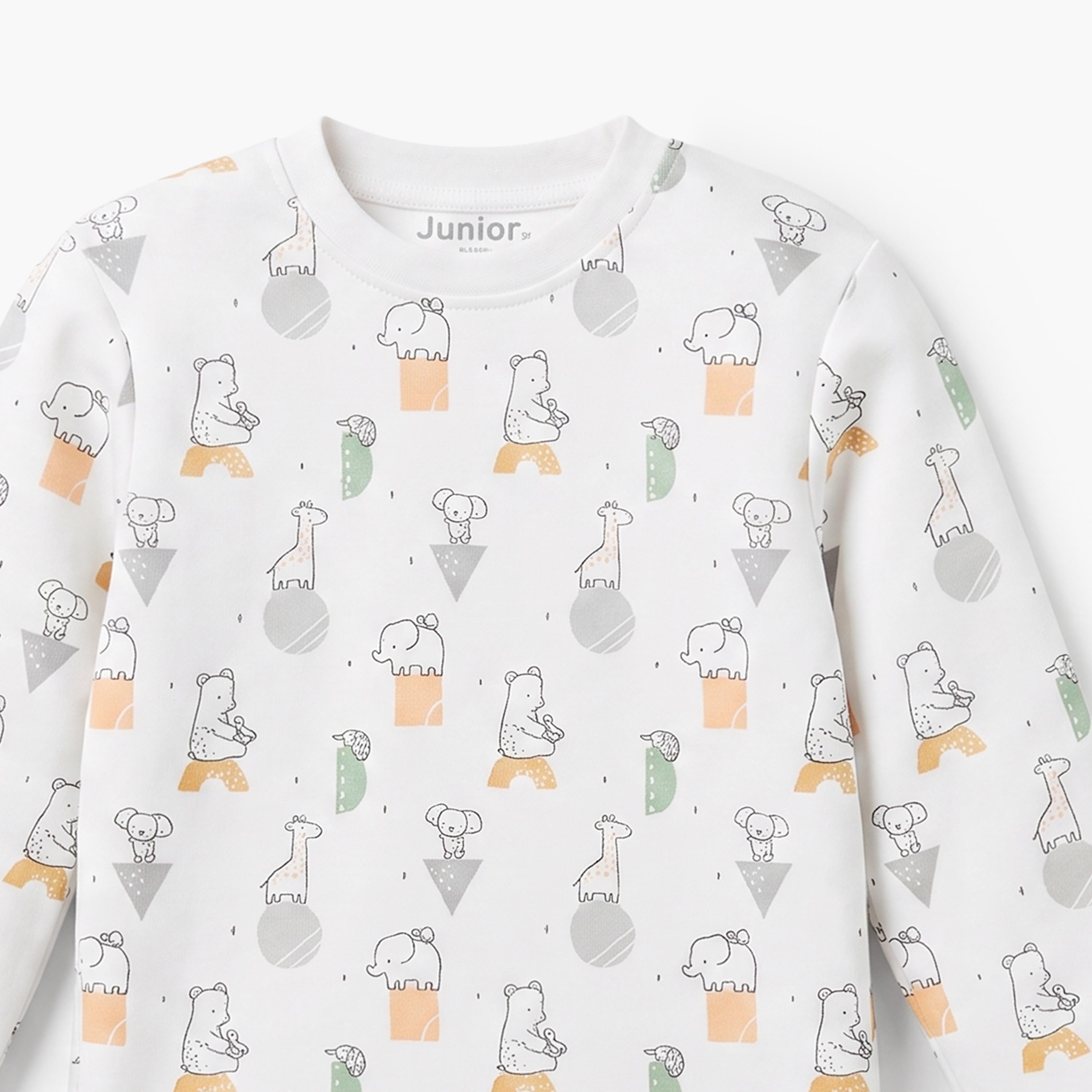 Juniors All-Over Animal Print T-shirt and Pyjama Set-baby-boys-clothing-nightwear-pyjamasets-image-7