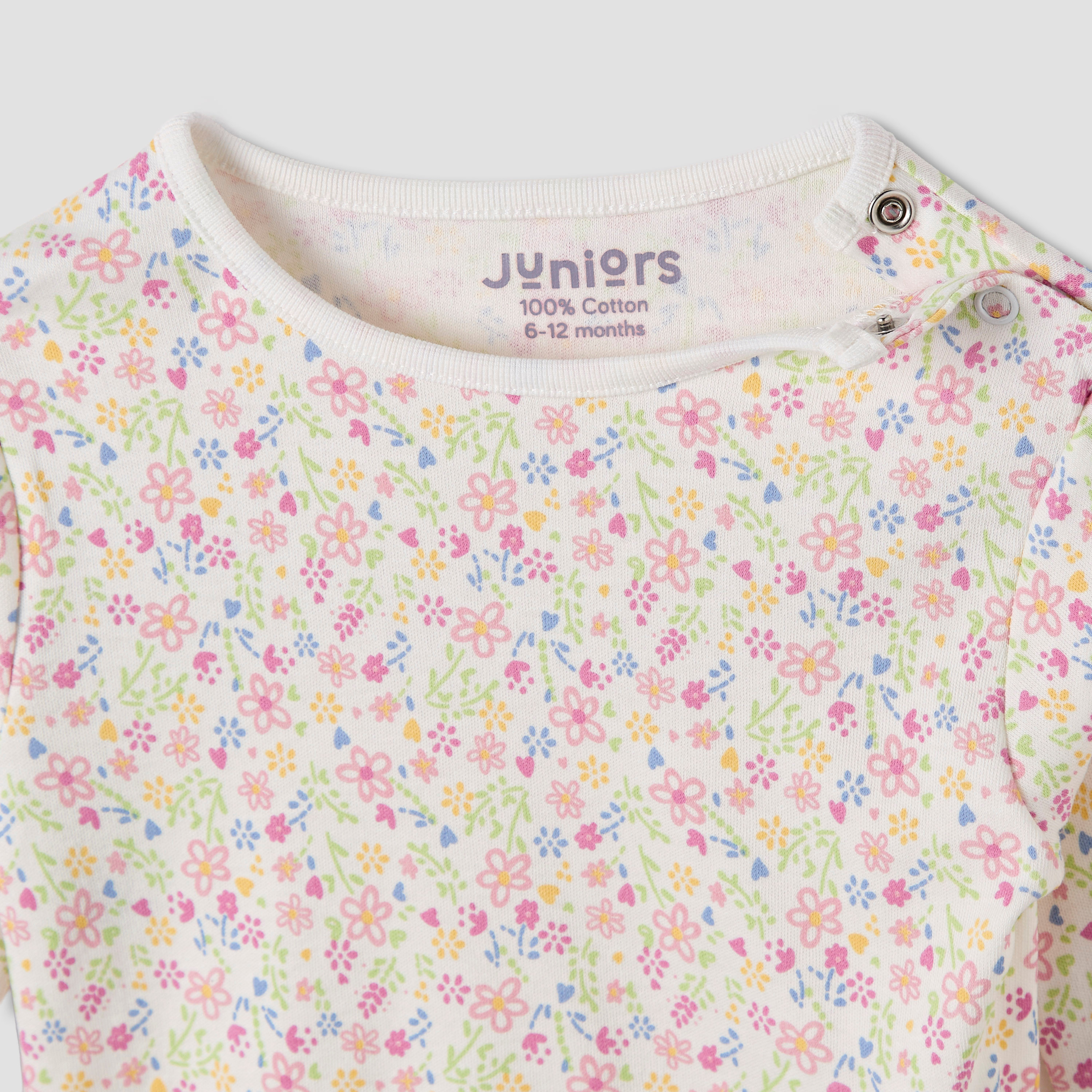 Juniors Floral Print T-shirt and Pyjama Set-baby-girls-clothing-nightwear-pyjamasets-image-4
