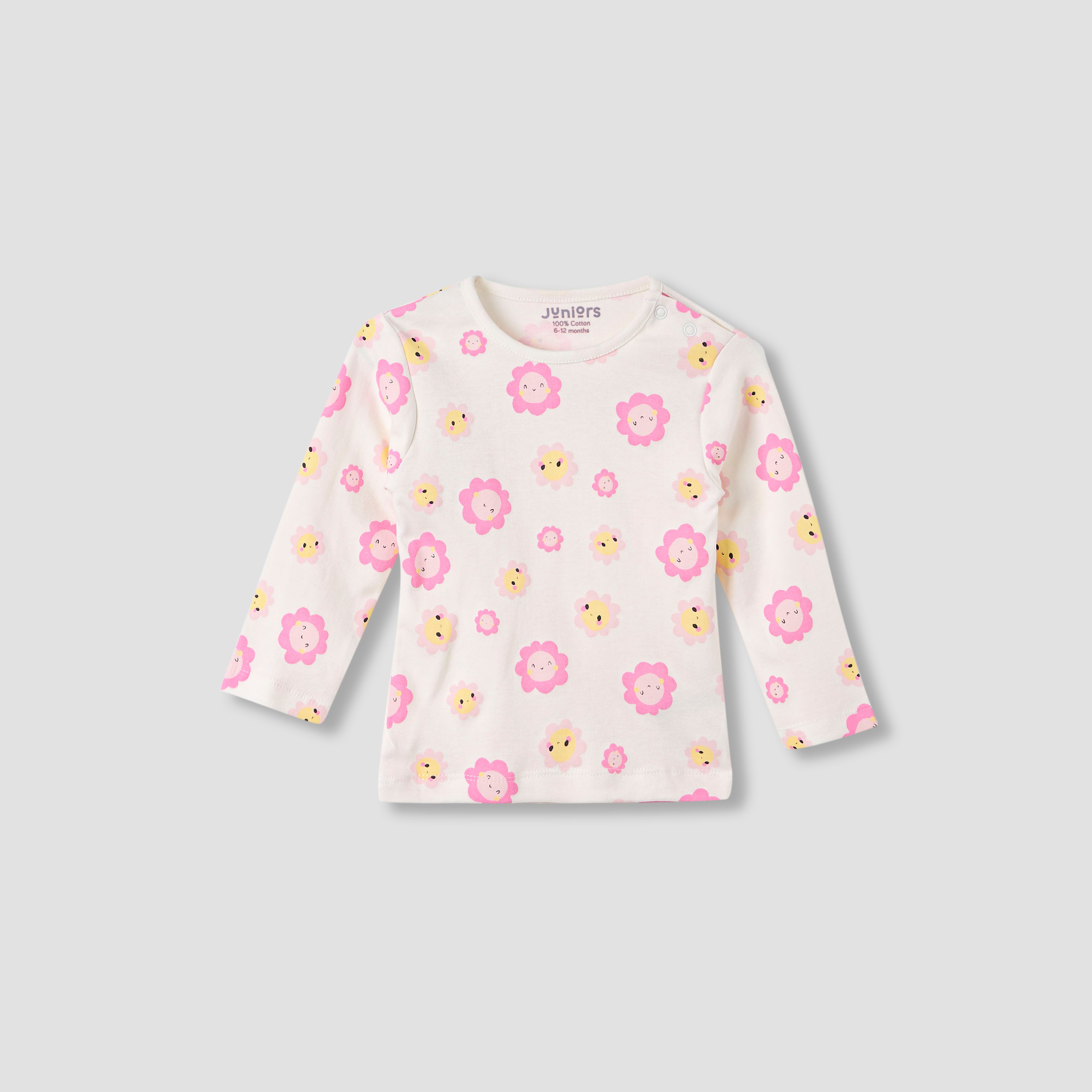 Juniors Smiley Print T-shirt and Pyjama Set-baby-girls-clothing-nightwear-pyjamasets-image-2