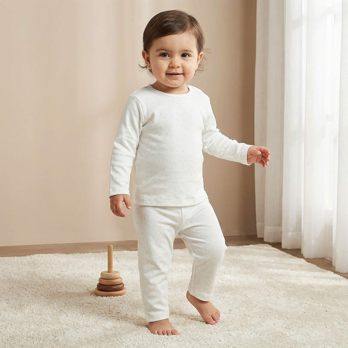 Juniors All-Over Polka Dot Print T-shirt and Pyjama Set-baby-girls-clothing-nightwear-pyjamasets-image-1