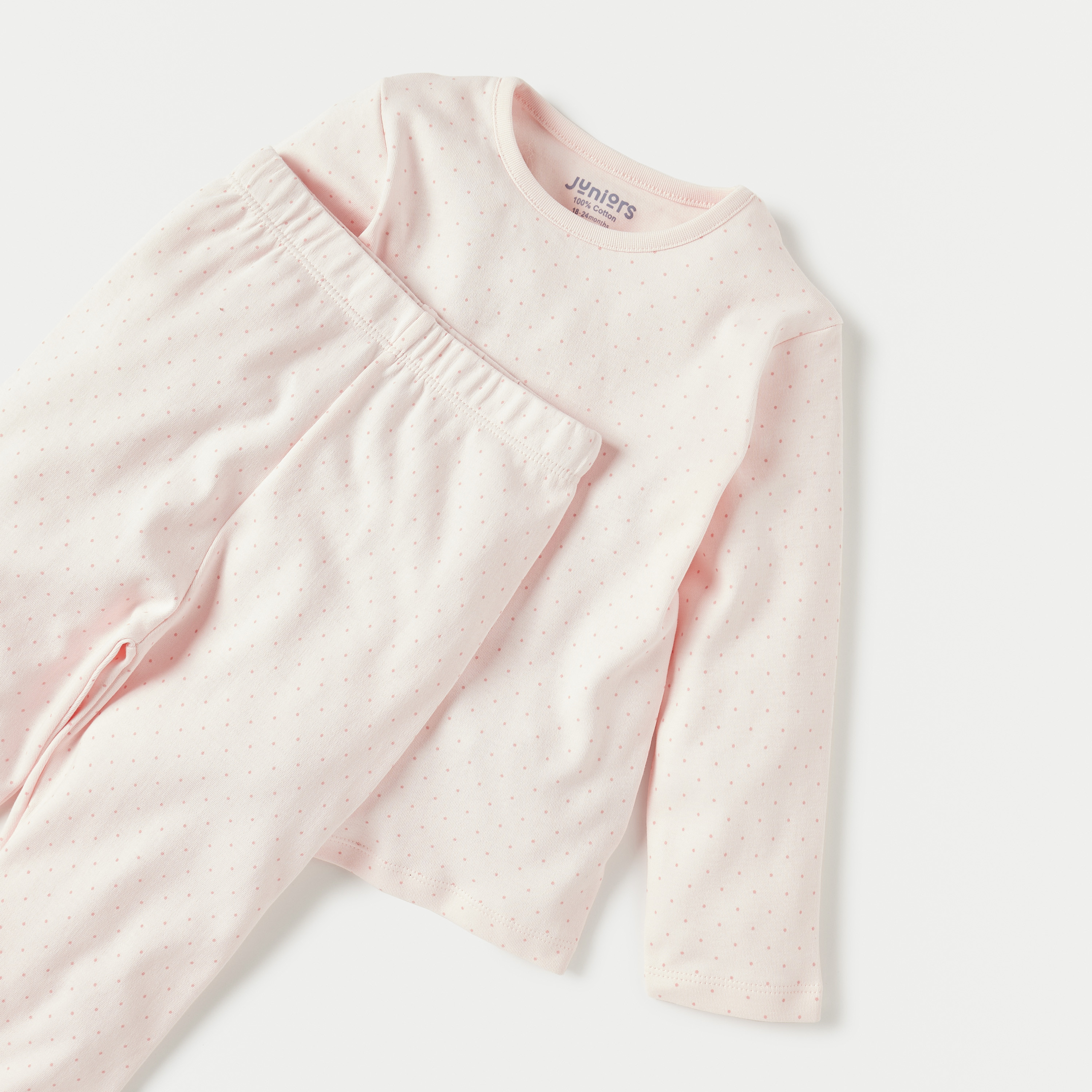 طقم بنطلون بيجاما وتيشيرت قطن بطبعات منقطة من جونيورز-baby-girls-clothing-nightwear-pyjamasets-image-4