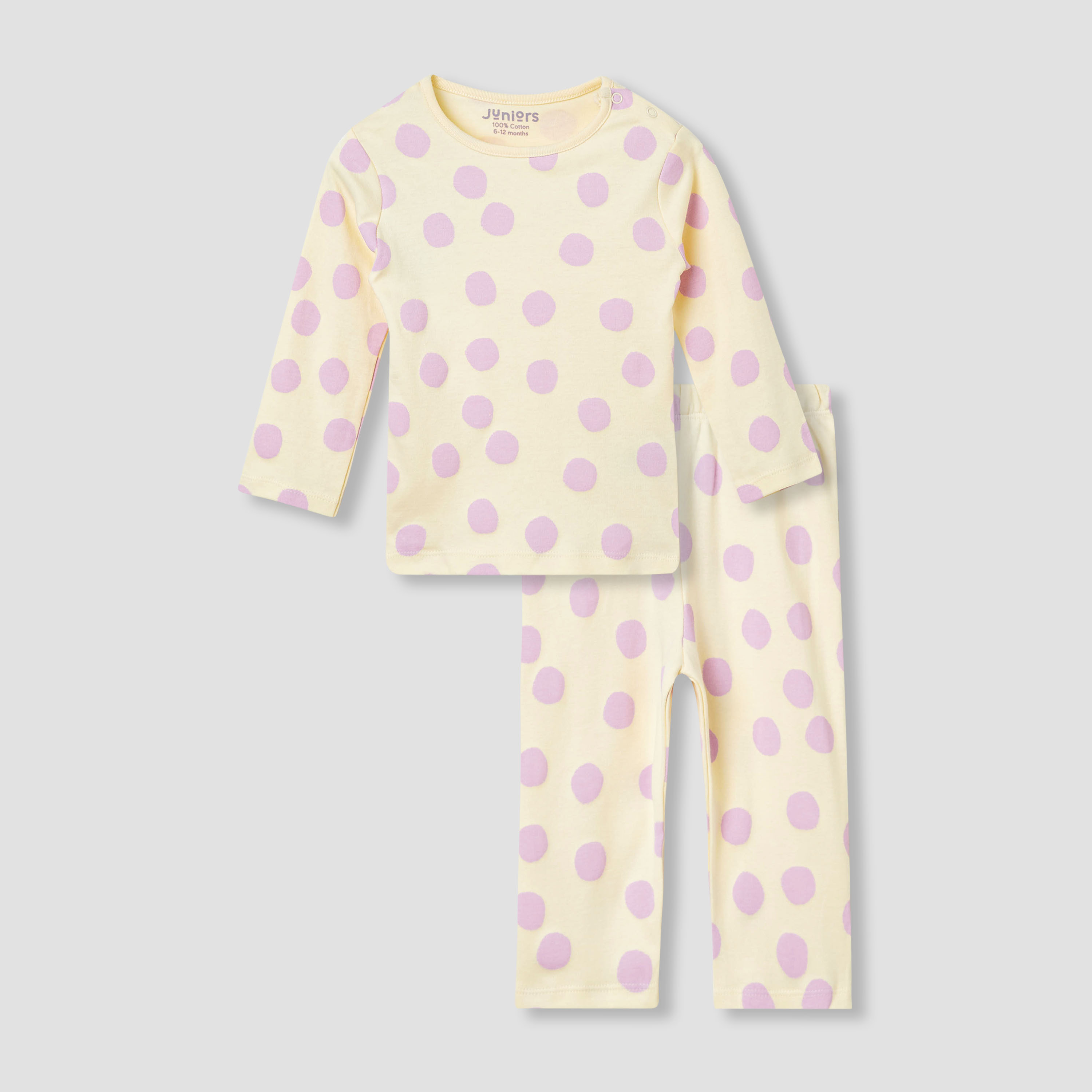 Juniors Polka Dot Print T-shirt and Pyjama Set-baby-girls-clothing-nightwear-pyjamasets-image-2