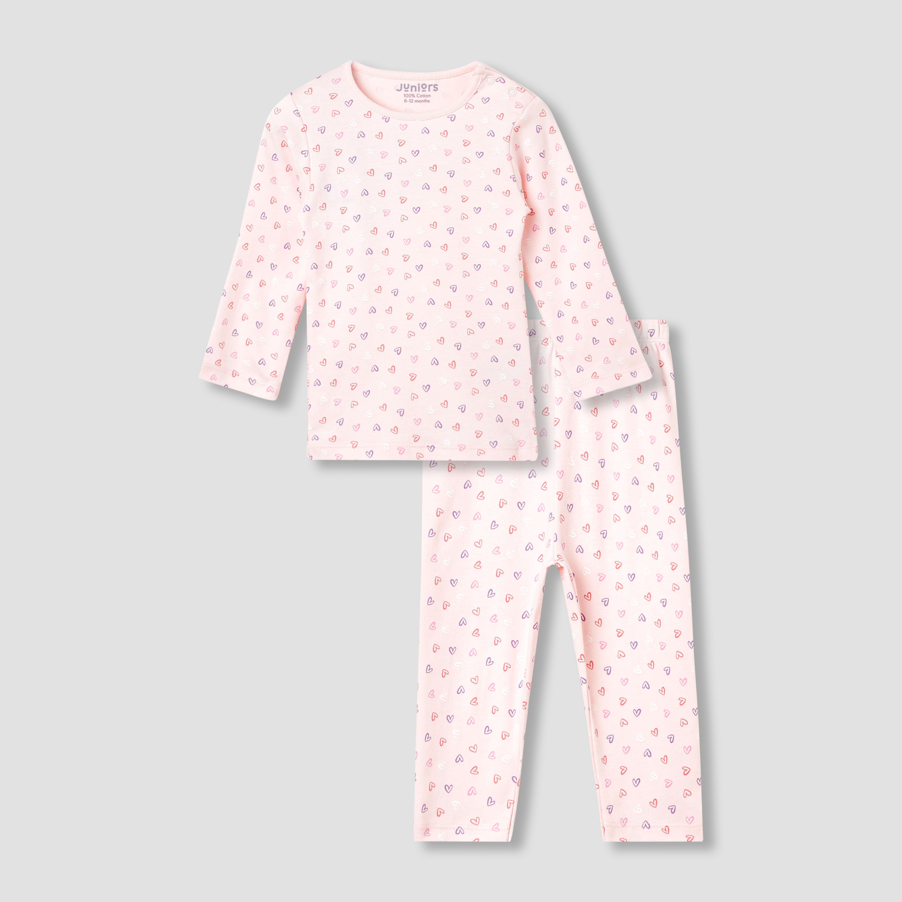 Juniors Heart Print T-shirt and Pyjama Set-baby-girls-clothing-nightwear-pyjamasets-image-2