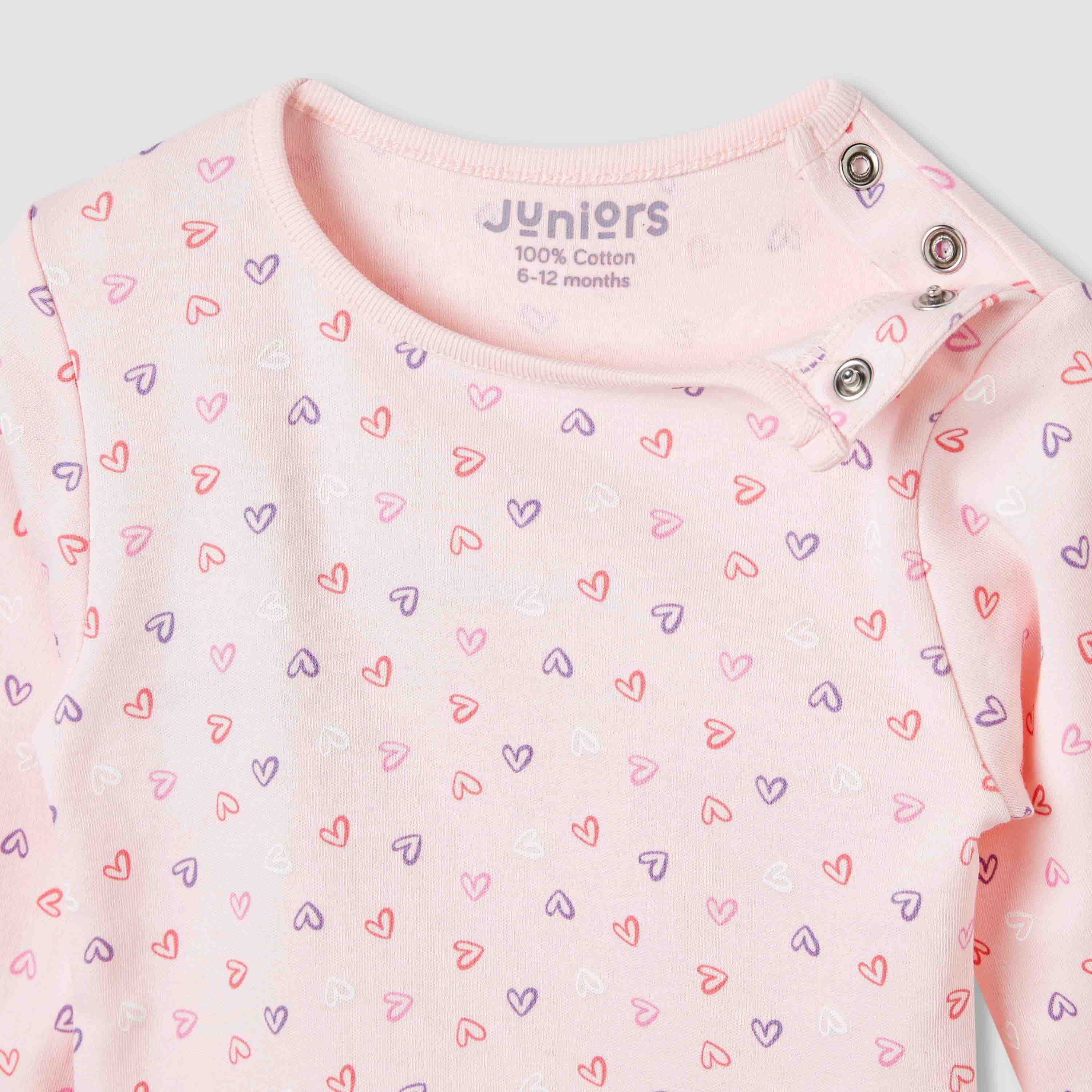 Juniors Heart Print T-shirt and Pyjama Set-baby-girls-clothing-nightwear-pyjamasets-image-5