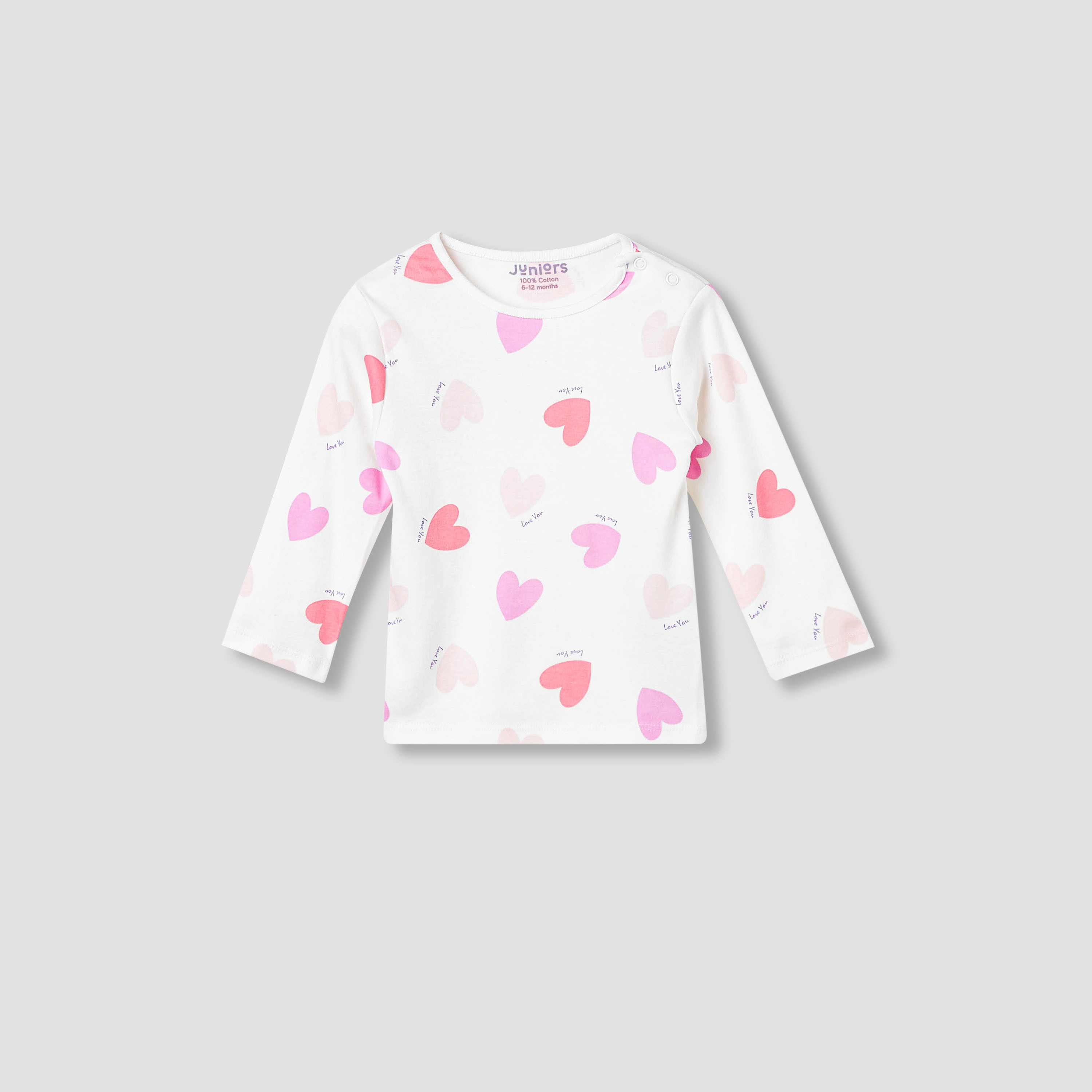 Juniors Heart Print T-shirt and Pyjama Set-baby-girls-clothing-nightwear-pyjamasets-image-2