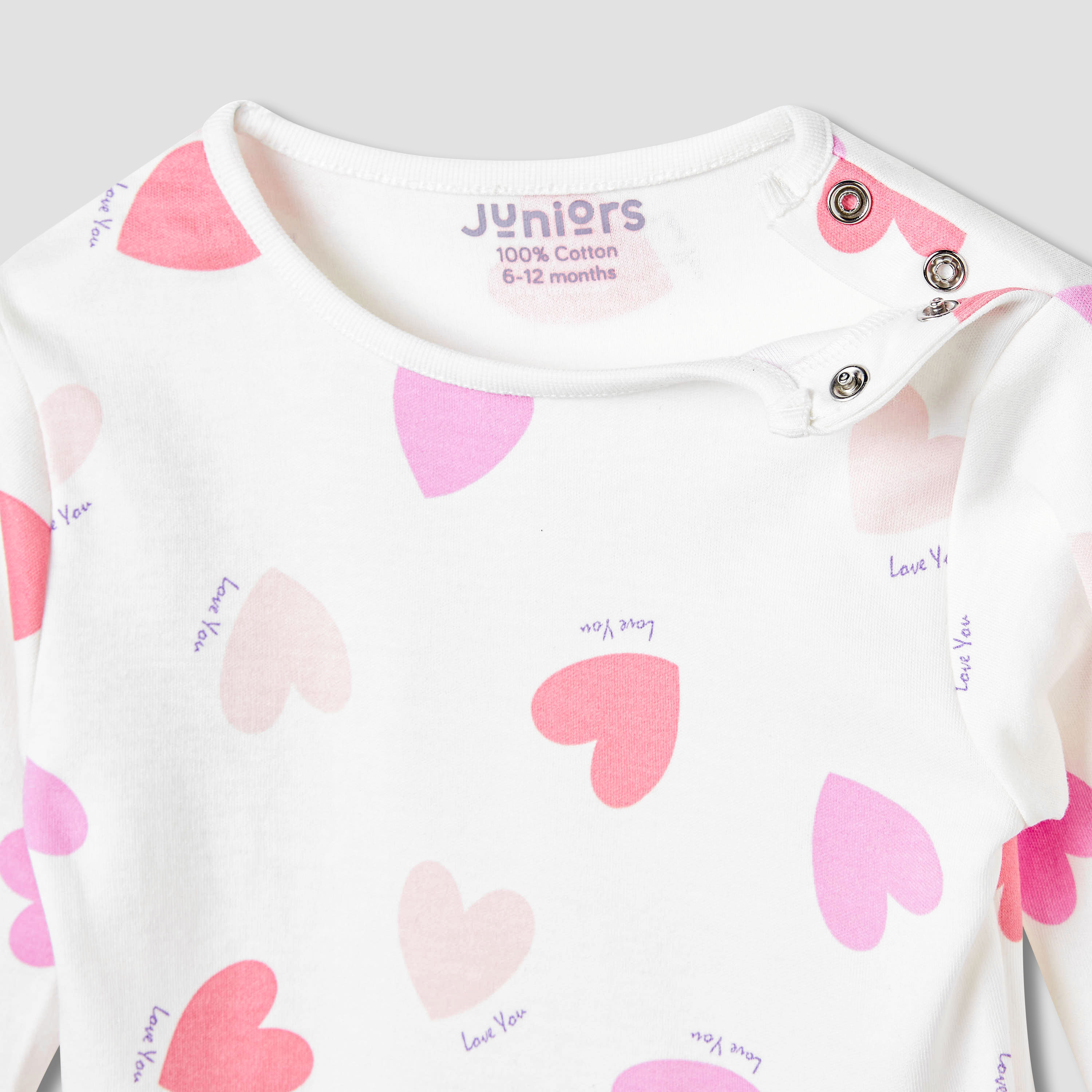 Juniors Heart Print T-shirt and Pyjama Set-baby-girls-clothing-nightwear-pyjamasets-image-4