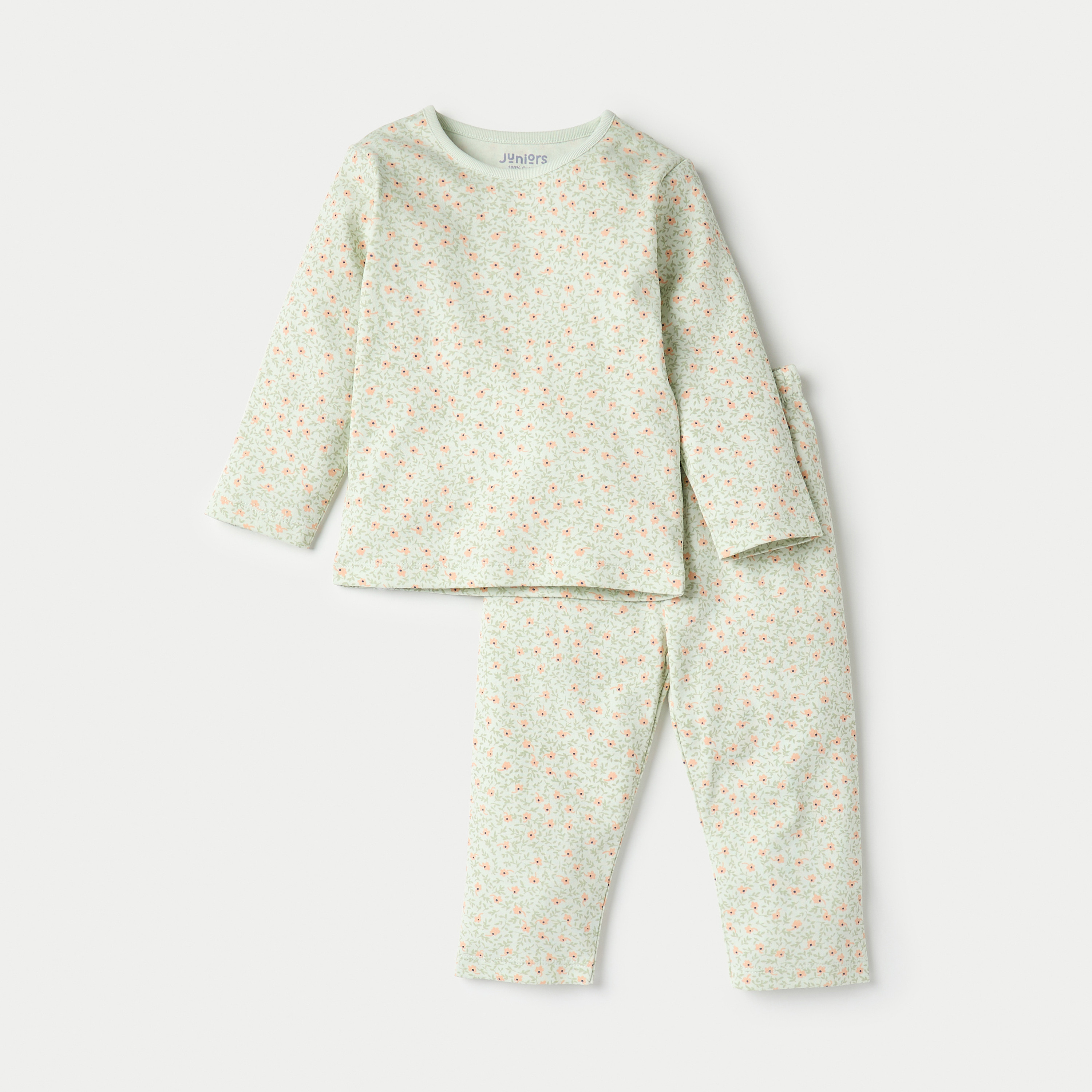 Juniors All-Over Floral Print T-shirt and Pyjama Set-cpbaby-clothing-girls-nightwear-pyjamasets-image-1