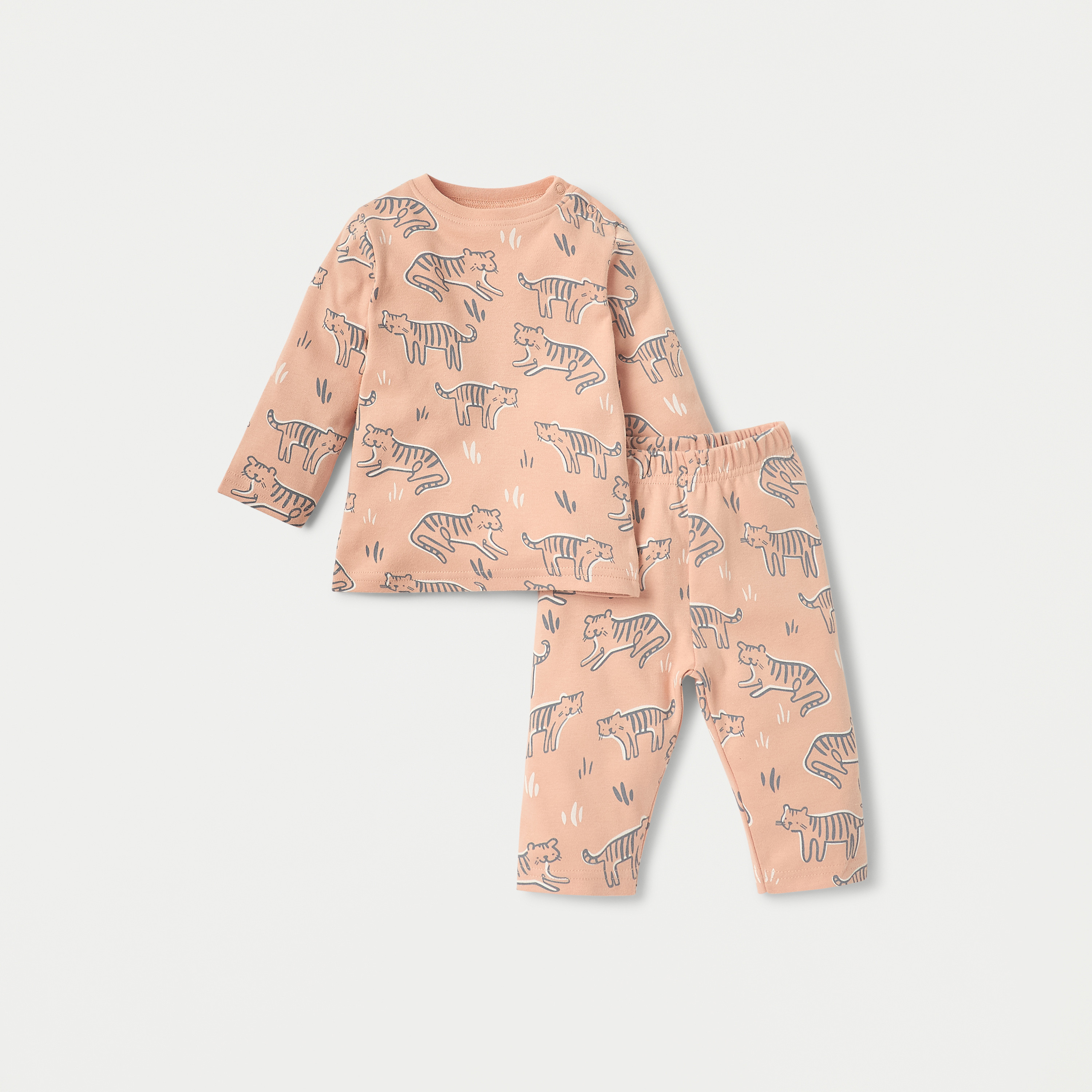 طقم بنطلون بيجاما وتيشيرت بأكمام طويلة وطبعات من جونيورز-baby-girls-clothing-nightwear-pyjamasets-image-1