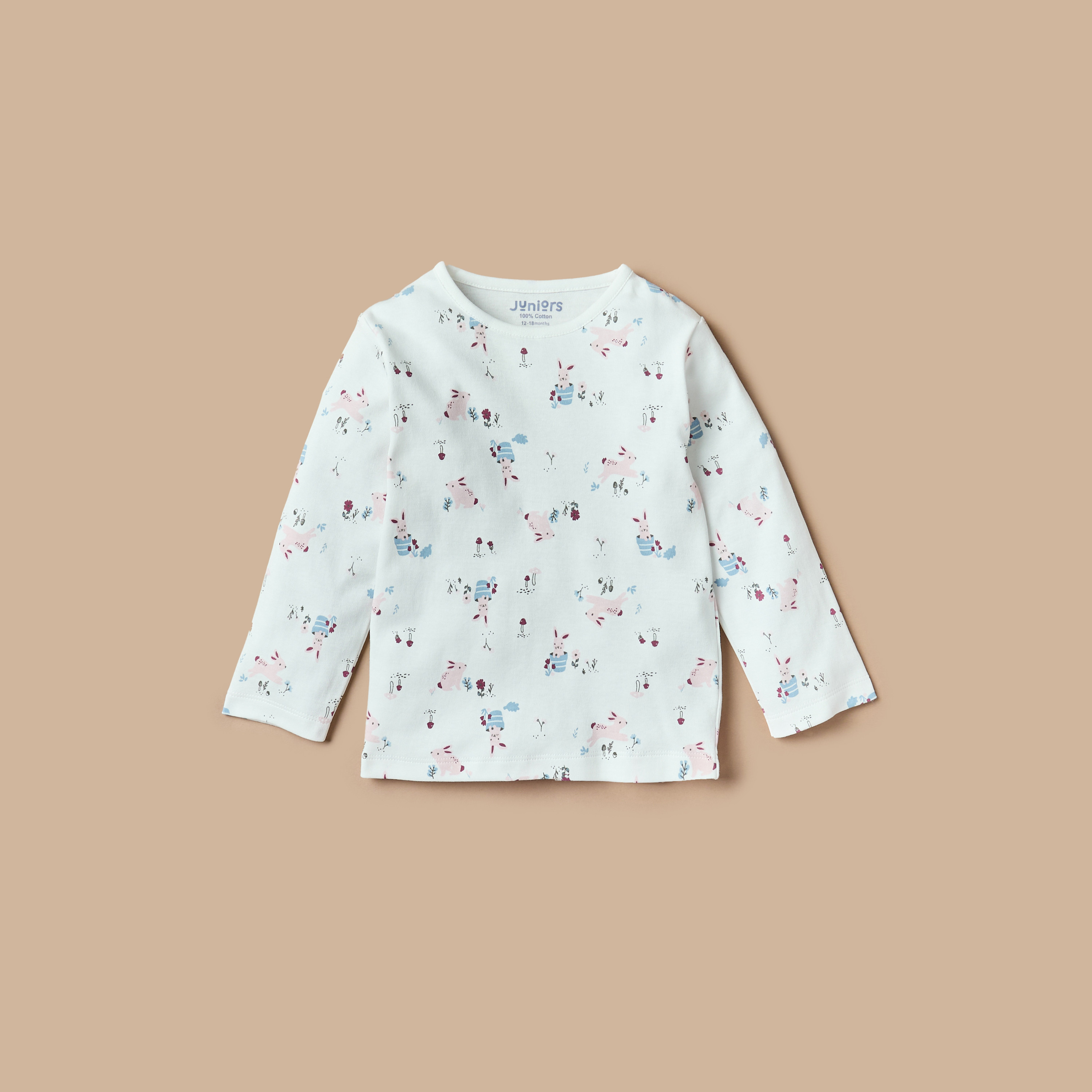 Juniors All-Over Bunny Print T-shirt and Pyjama Set-baby-girls-clothing-nightwear-pyjamasets-image-2