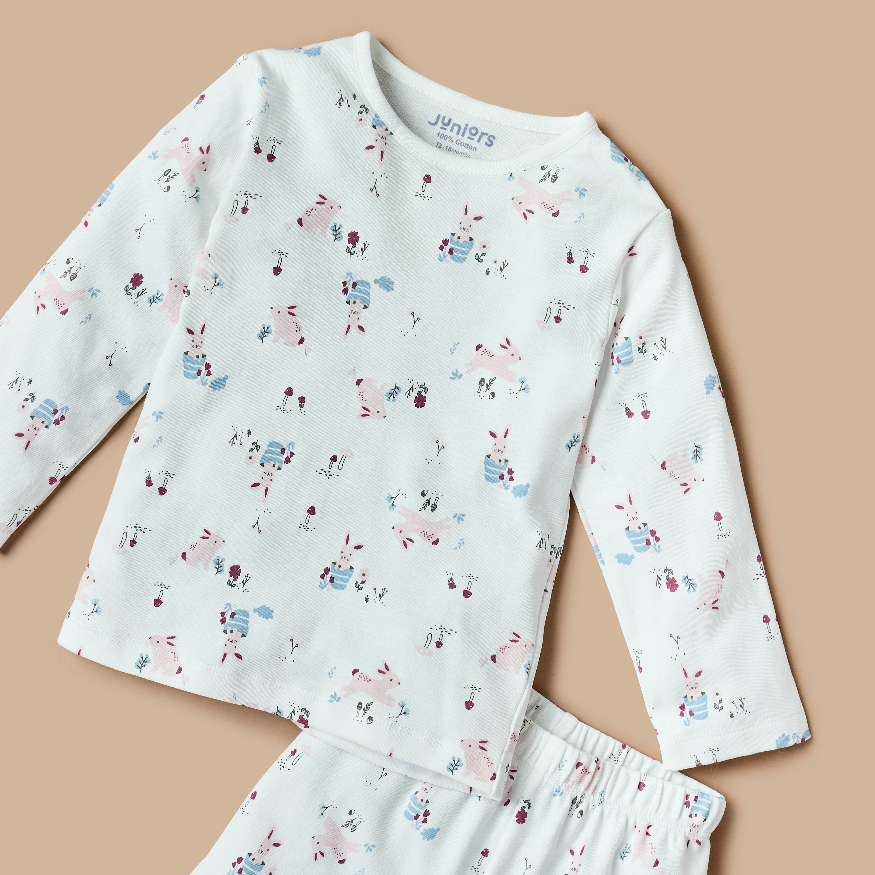 Juniors All-Over Bunny Print T-shirt and Pyjama Set-baby-girls-clothing-nightwear-pyjamasets-image-5