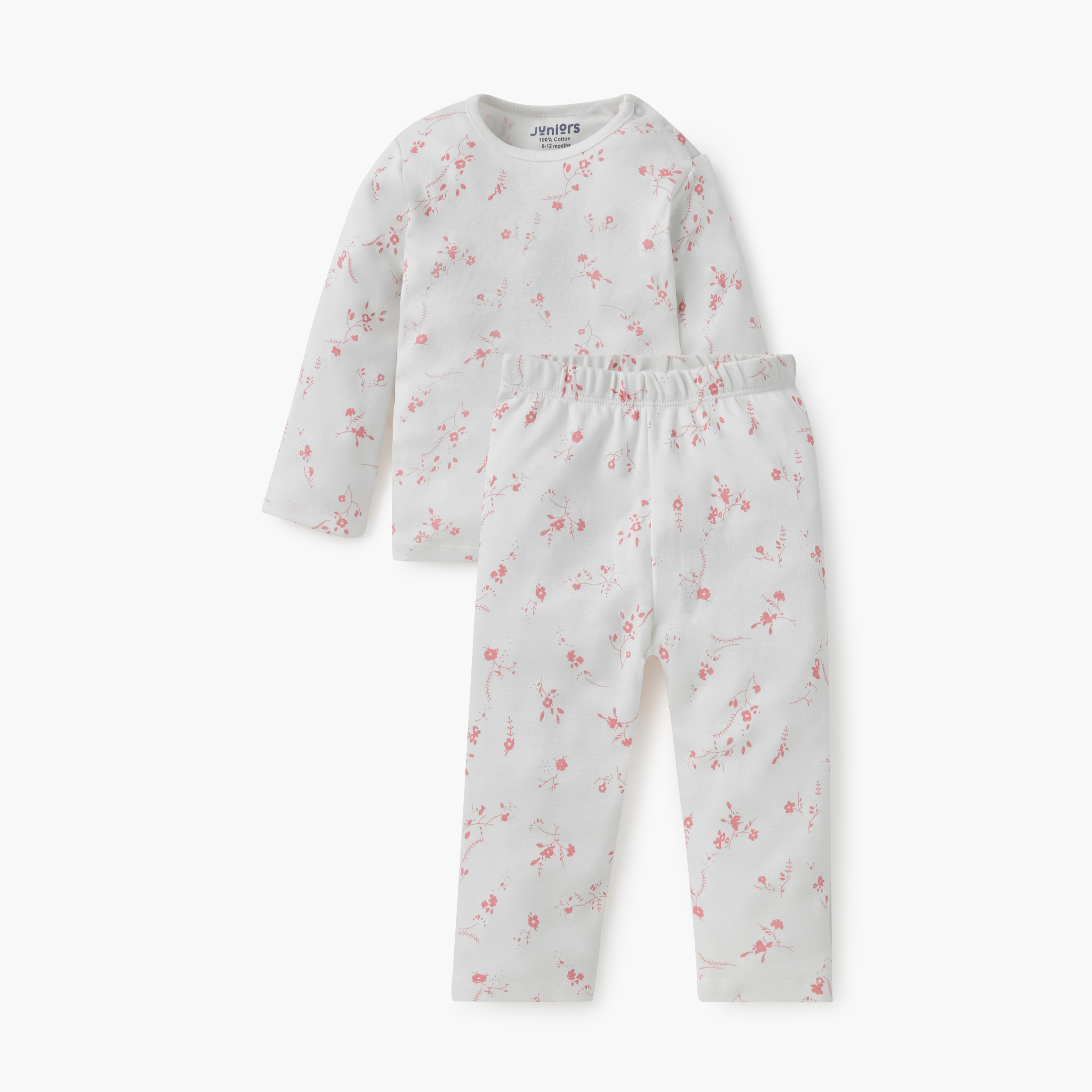 Juniors All-Over Floral Print T-shirt and Pyjama Set-baby-girls-clothing-nightwear-pyjamasets-image-1