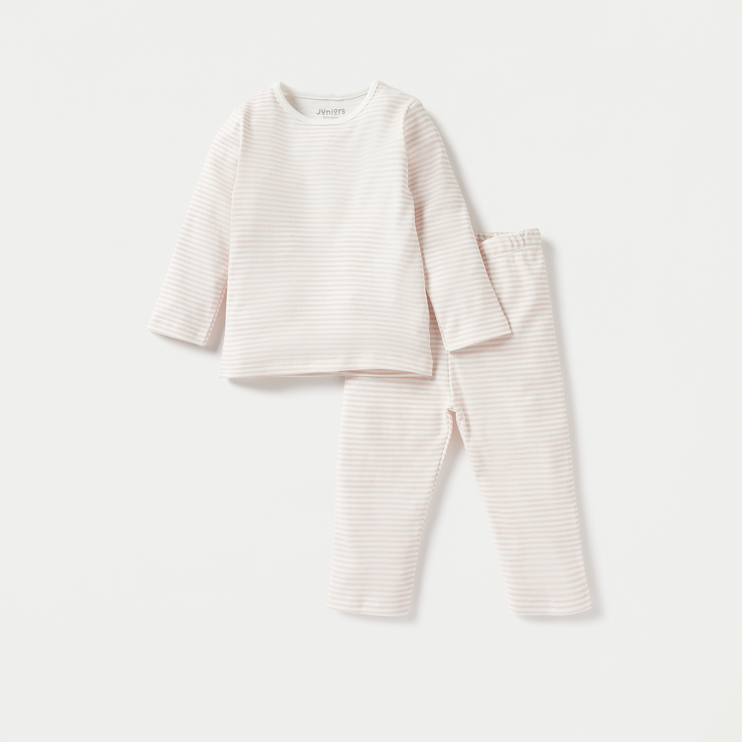 Juniors Striped Long Sleeves T-shirt and Pyjama Set-baby-girls-clothing-nightwear-pyjamasets-image-2