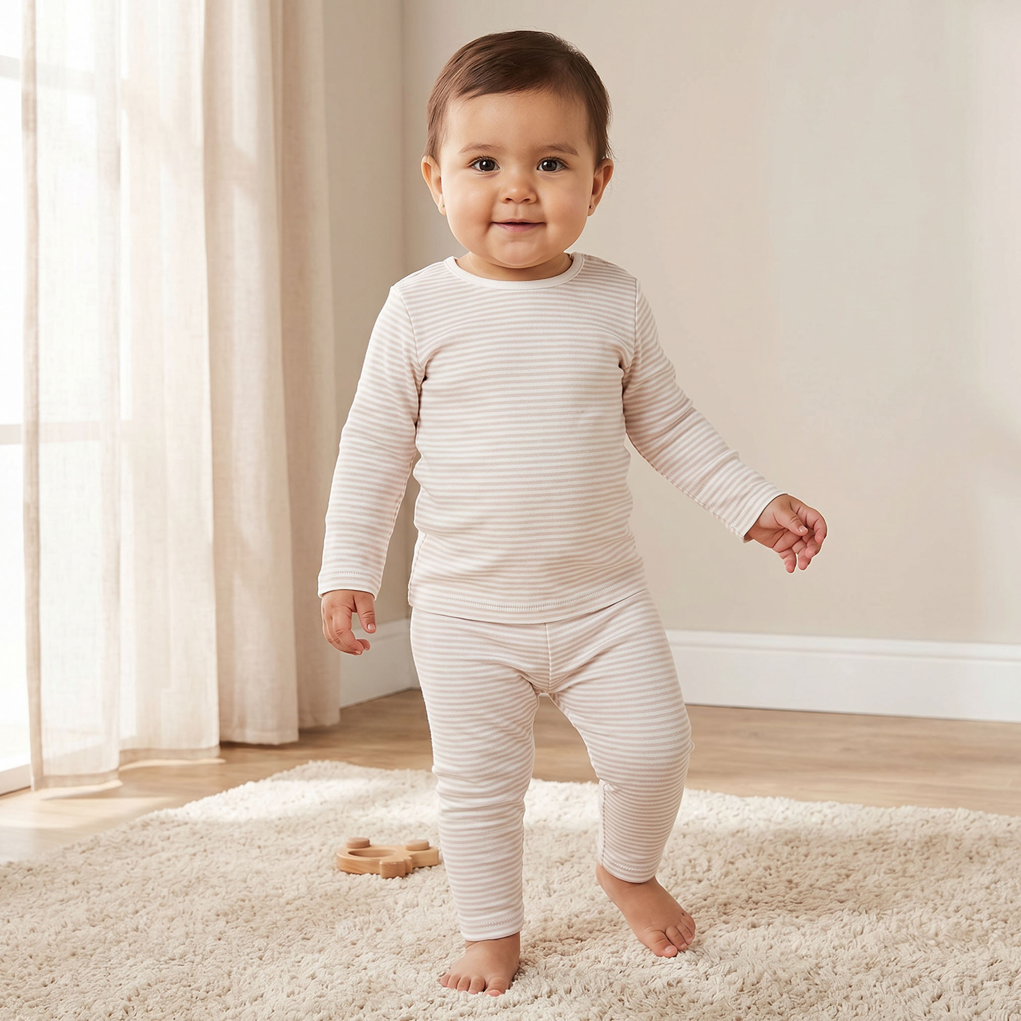 Juniors Striped Long Sleeves T-shirt and Pyjama Set-baby-girls-clothing-nightwear-pyjamasets-image-1