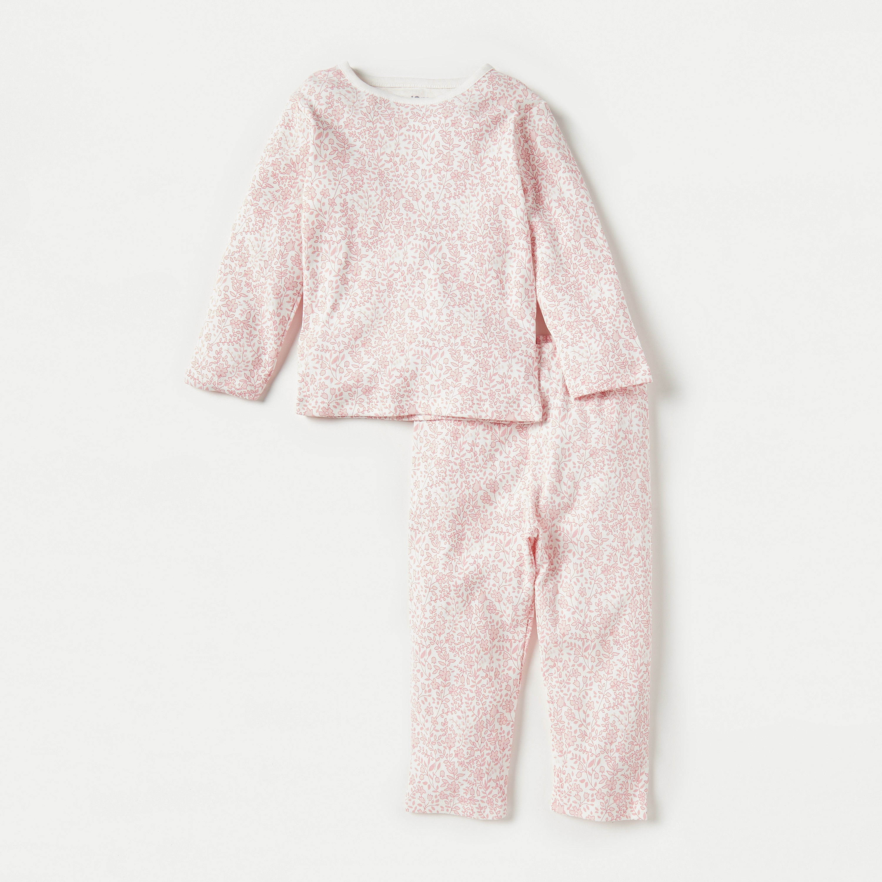 طقم بنطلون بيجاما وتيشيرت بطبعات أزهار من جونيورز-baby-girls-clothing-nightwear-pyjamasets-image-1