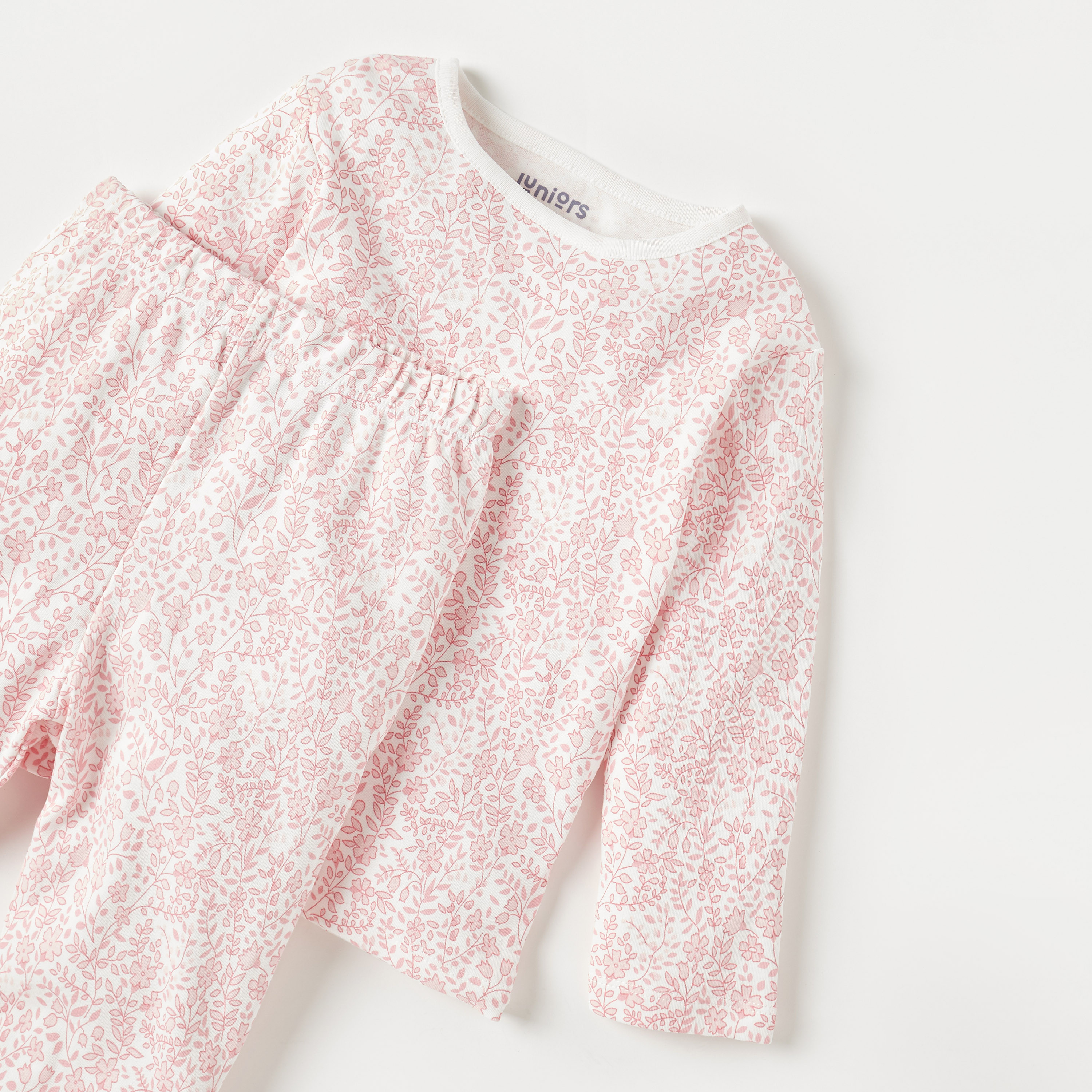 طقم بنطلون بيجاما وتيشيرت بطبعات أزهار من جونيورز-baby-girls-clothing-nightwear-pyjamasets-image-4