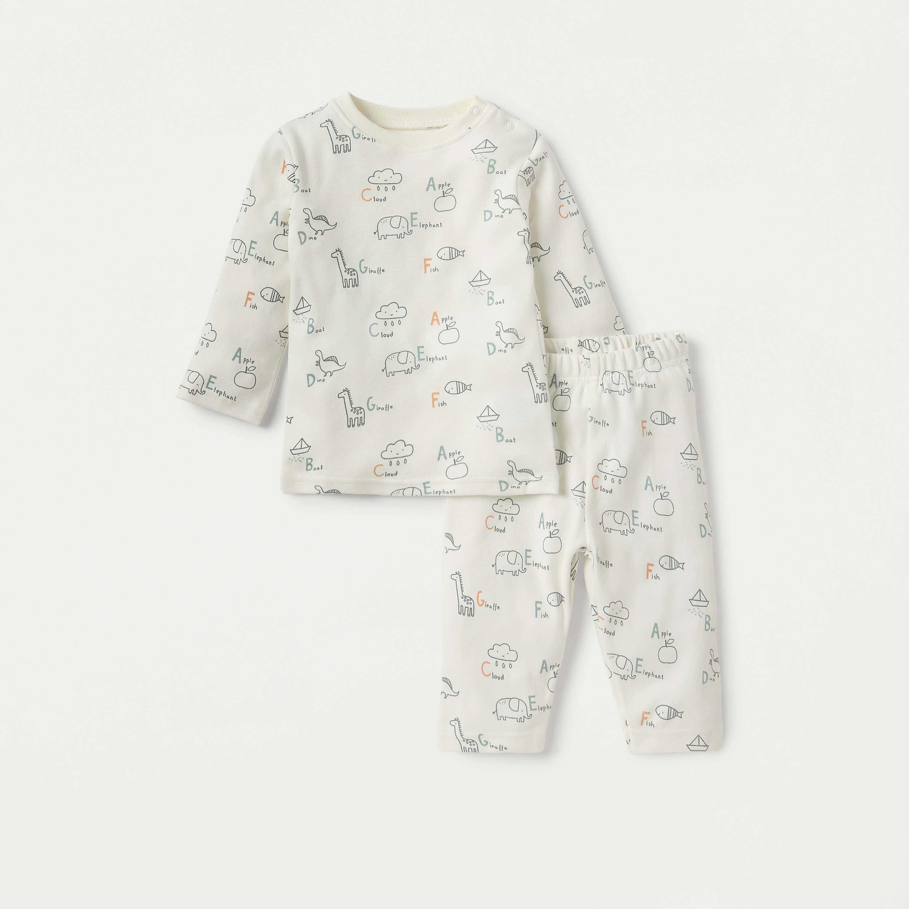 Juniors Pyjama Set with Alphabet Print - Cotton - Long Sleeves - Collar-baby-boys-clothing-nightwear-pyjamasets-image-1