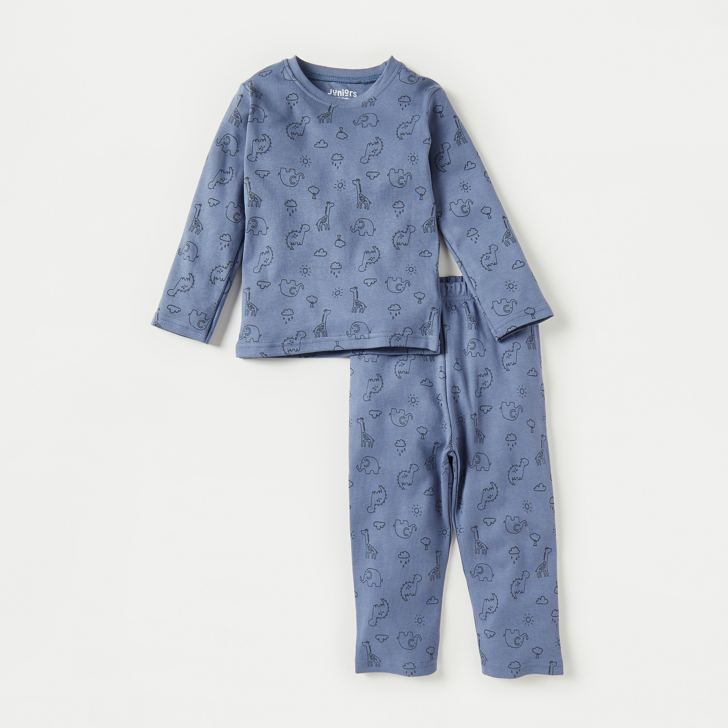 Juniors All-Over Safari Print T-shirt and Pyjama Set-baby-boys-clothing-nightwear-pyjamasets-image-1