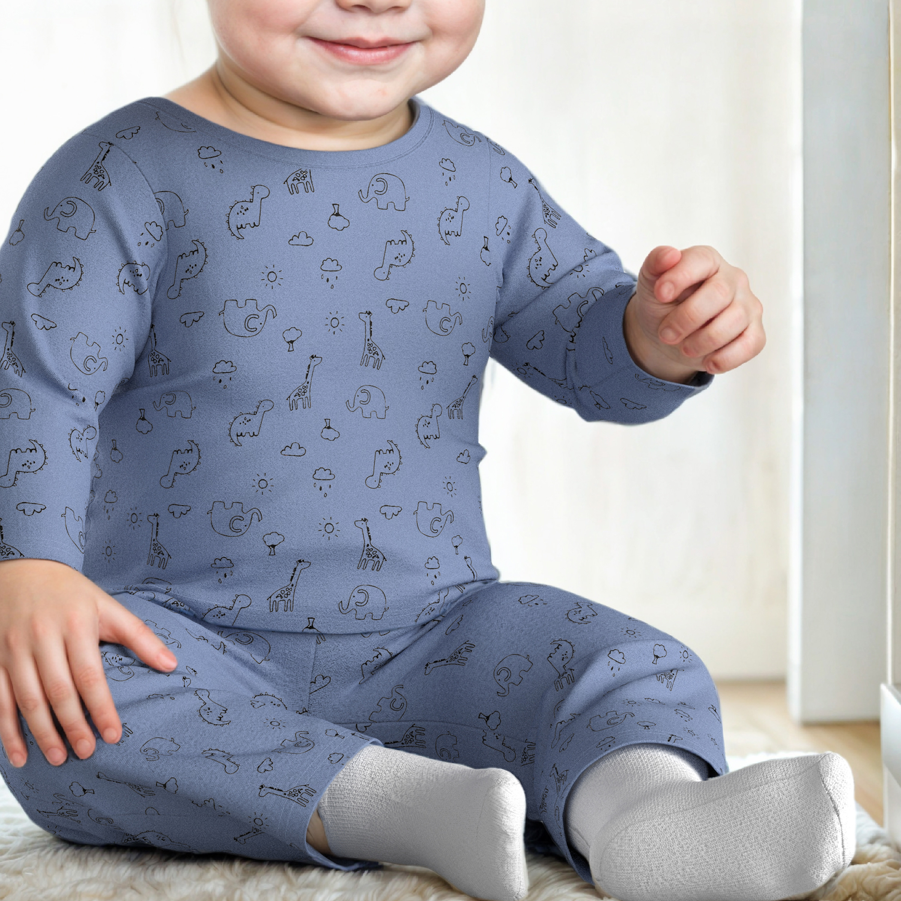 Juniors All-Over Safari Print T-shirt and Pyjama Set-baby-boys-clothing-nightwear-pyjamasets-image-7