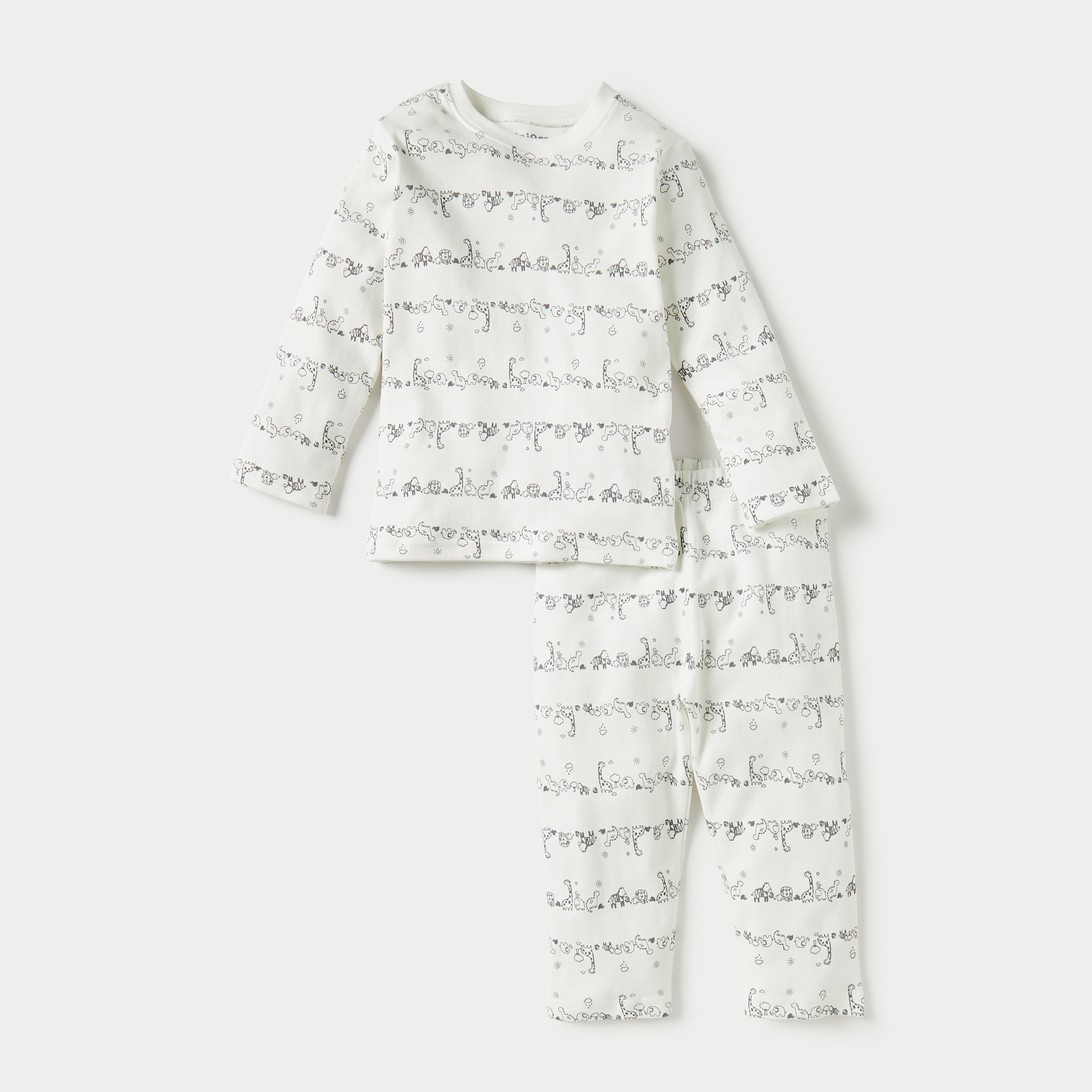 طقم بنطلون بيجاما وتيشيرت قطن بطبعات سفاري من جونيورز-baby-boys-clothing-nightwear-pyjamasets-image-1