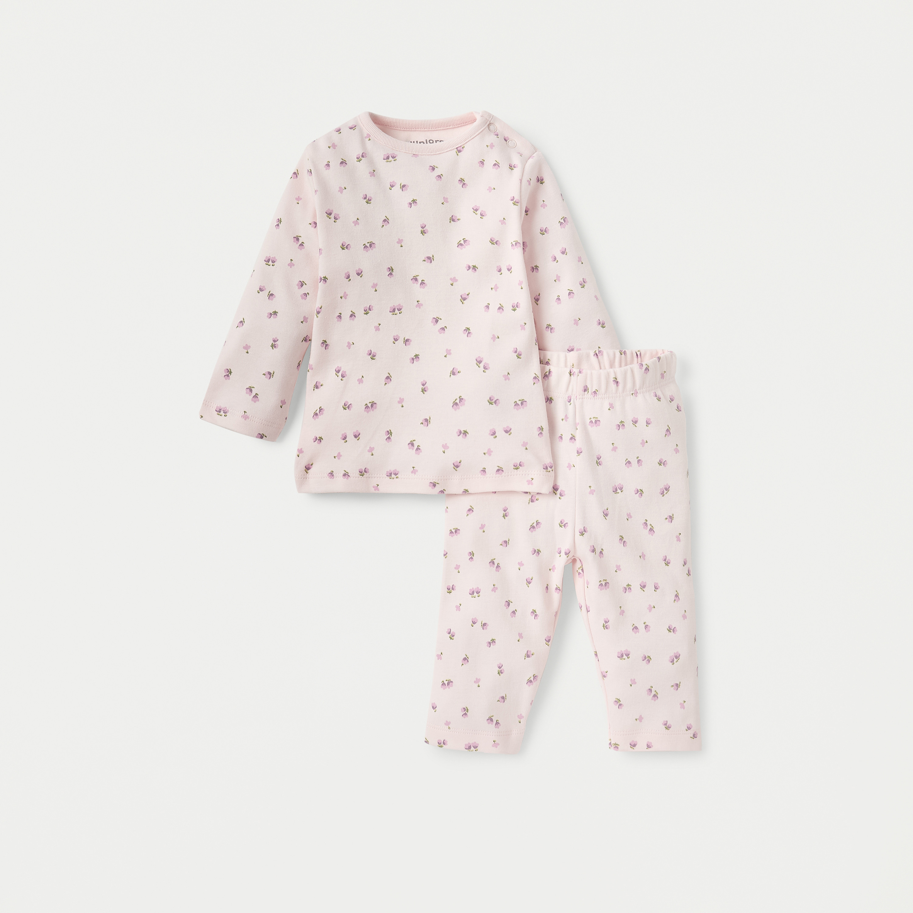 طقم بيجاما وتيشيرت بأكمام طويلة وطبعات زهور من جونيورز-baby-girls-clothing-nightwear-pyjamasets-image-1