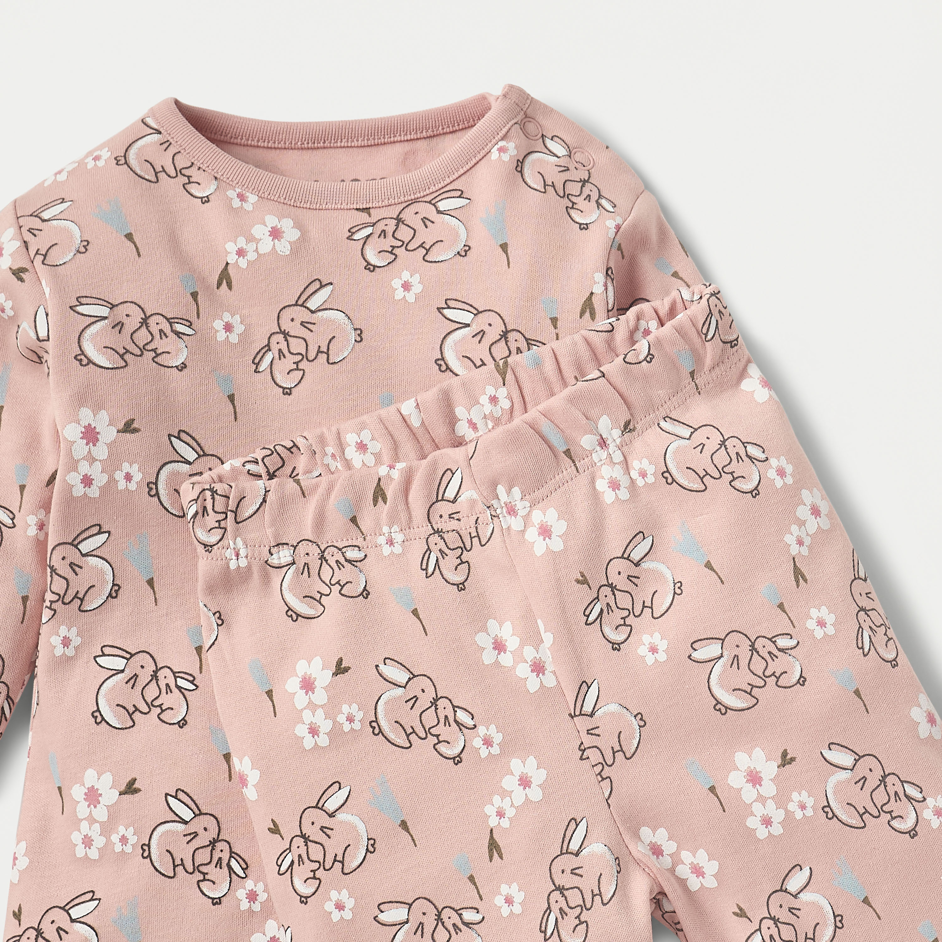 طقم بيجاما وتيشيرت بأكمام طويلة بطبعات أرنب من جونيورز-baby-girls-clothing-nightwear-pyjamasets-image-4