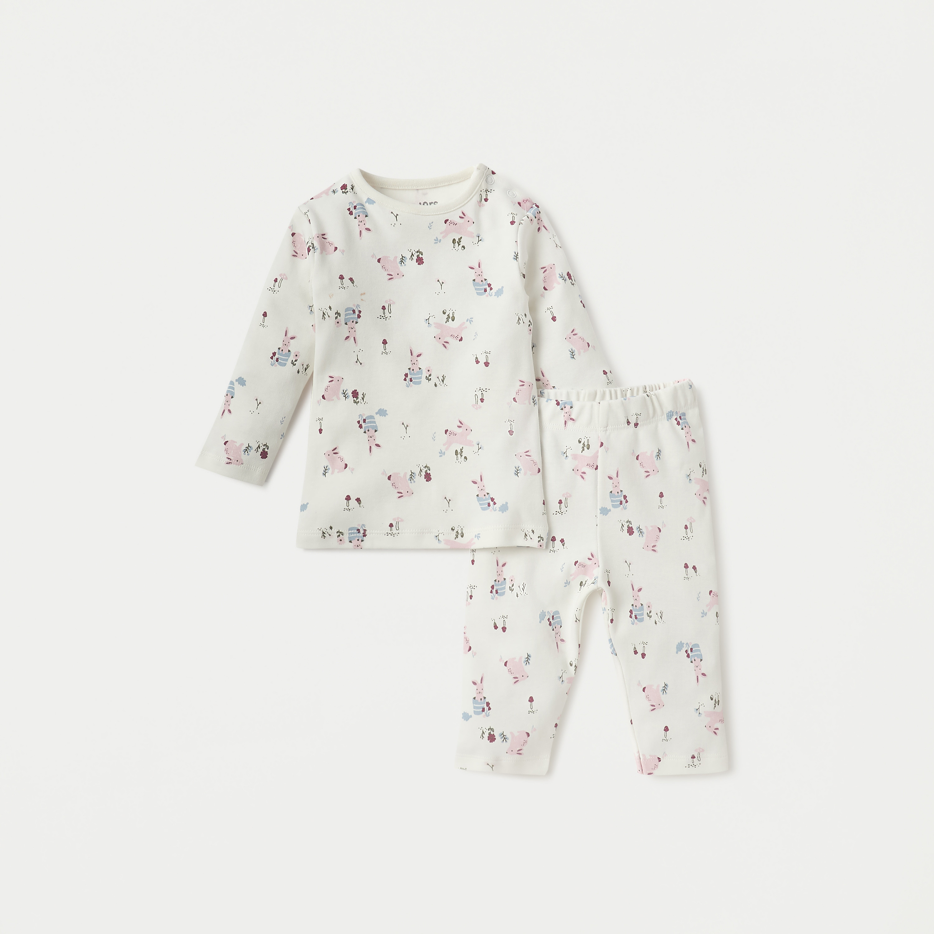 Juniors Printed Long Sleeves T-shirt and Pyjama Set-baby-girls-clothing-nightwear-pyjamasets-image-1