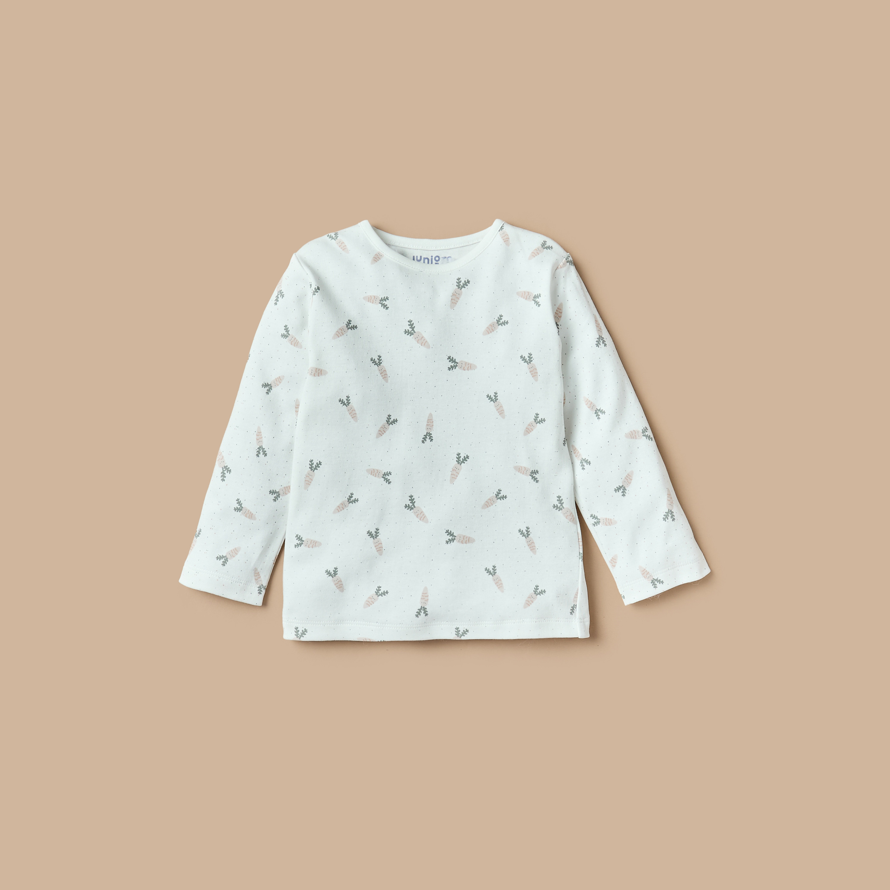 Juniors All-Over Carrot Print Long Sleeves T-shirt and Elasticated Pyjama Set-baby-girls-clothing-nightwear-pyjamasets-image-2