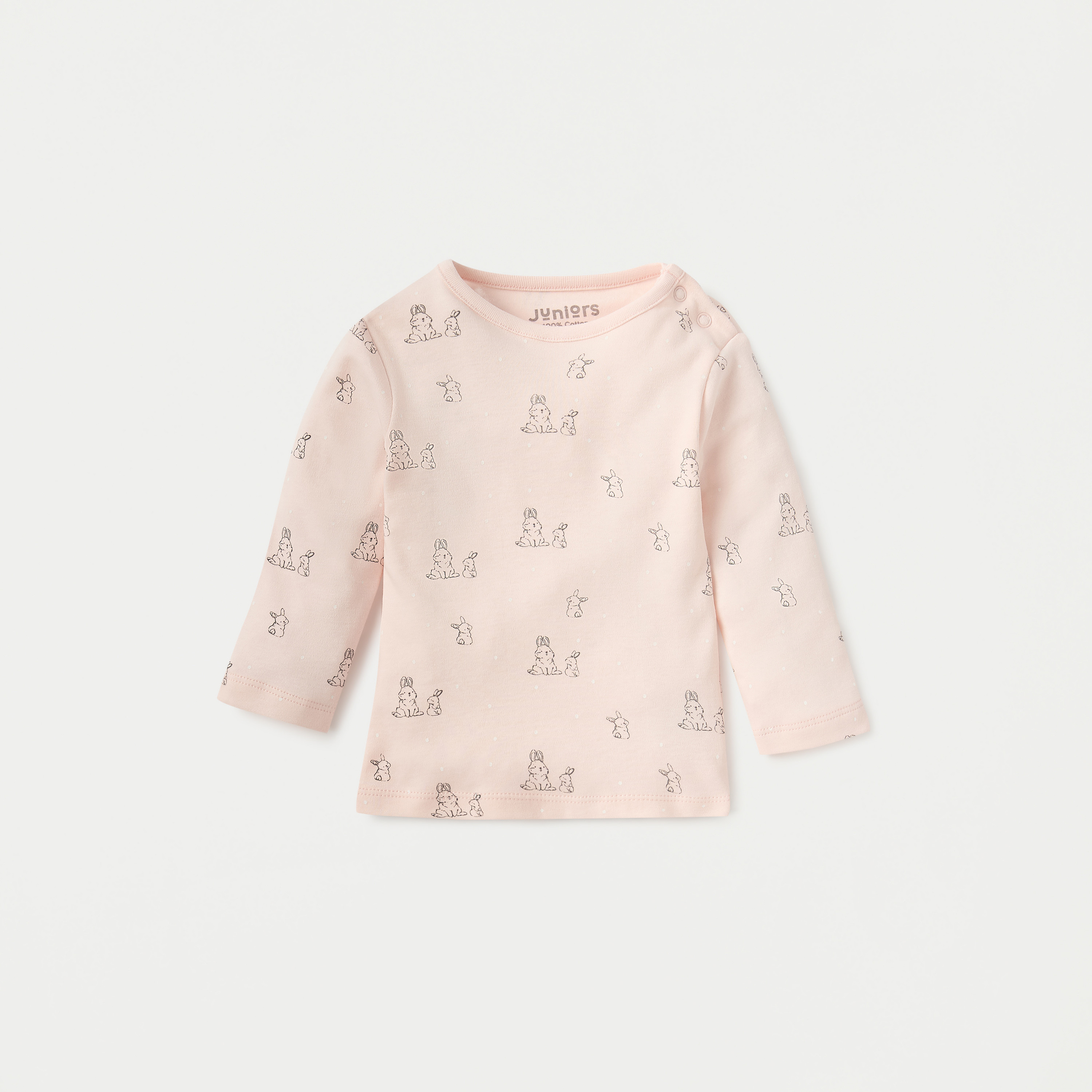 Juniors Bunny Print Long Sleeves T-shirt and Pyjama Set-baby-girls-clothing-nightwear-pyjamasets-image-2