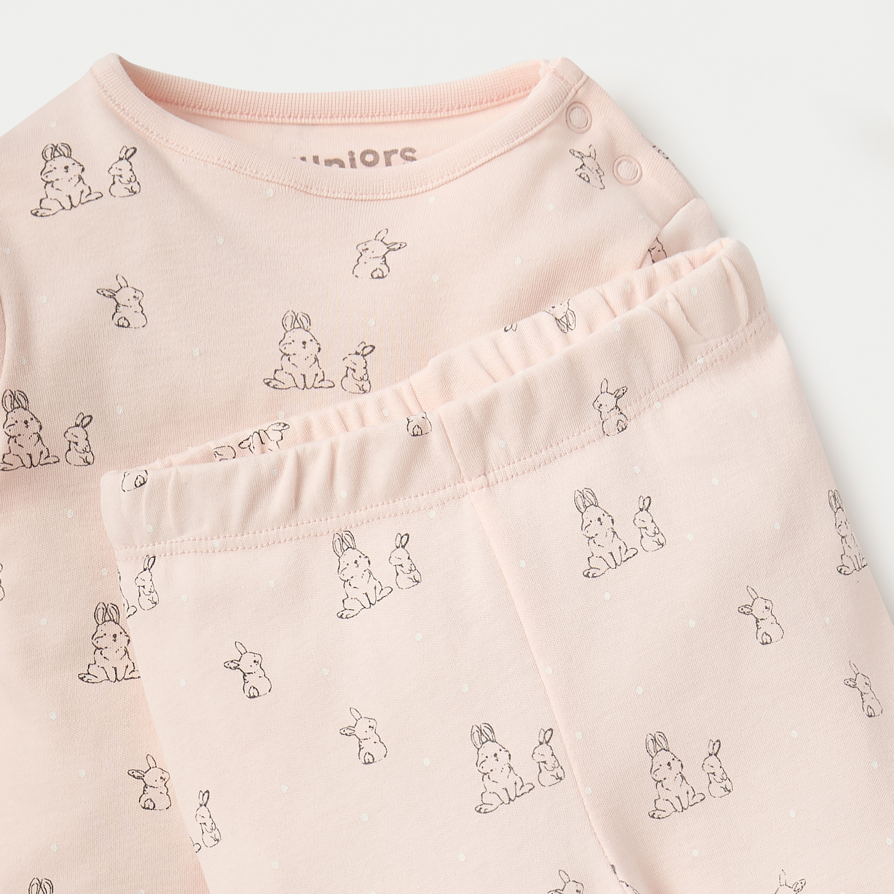 Juniors Bunny Print Long Sleeves T-shirt and Pyjama Set-baby-girls-clothing-nightwear-pyjamasets-image-4