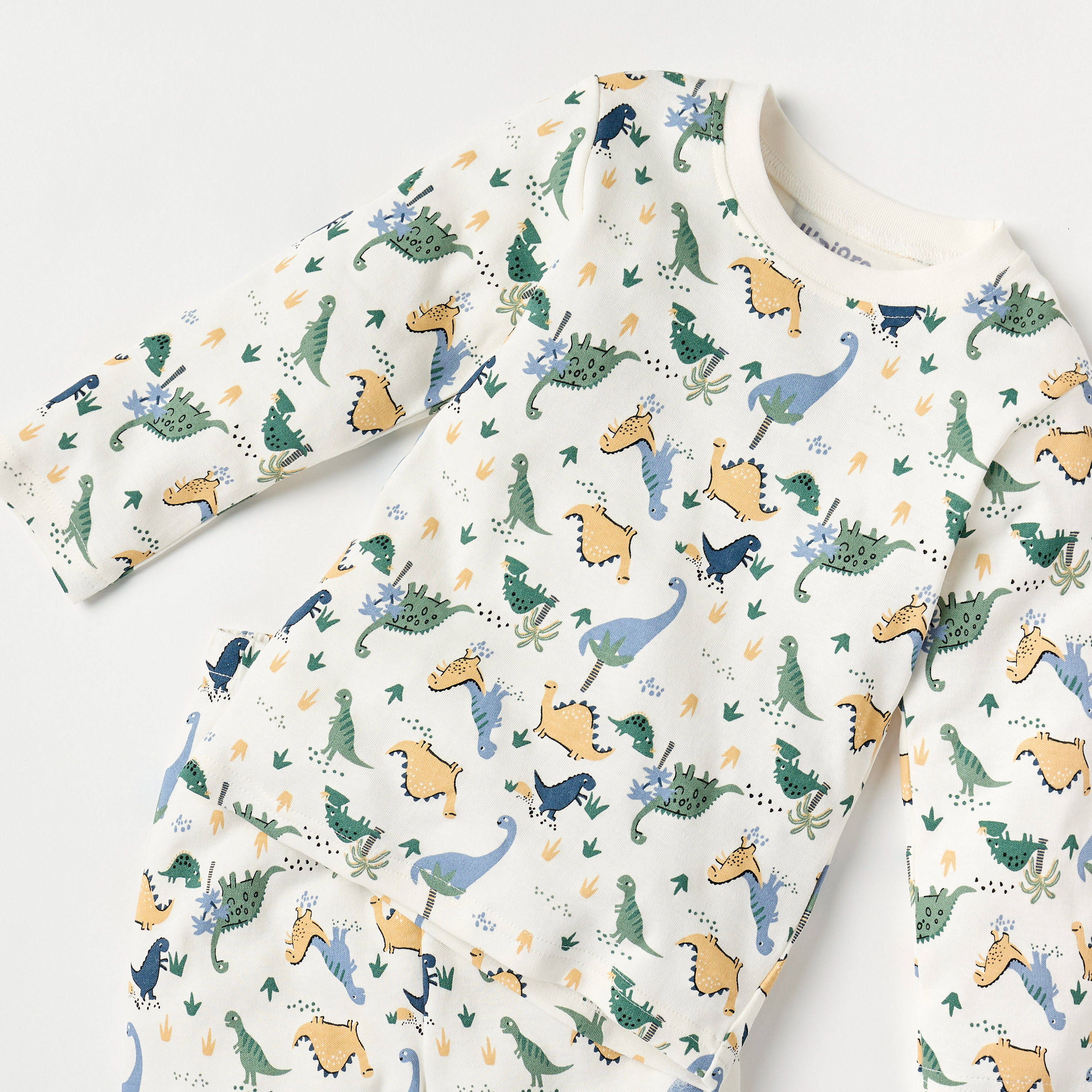 Juniors All-Over Dinosaur Print Long Sleeves T-shirt and Elasticated Pyjama Set-baby-boys-clothing-nightwear-pyjamasets-image-4