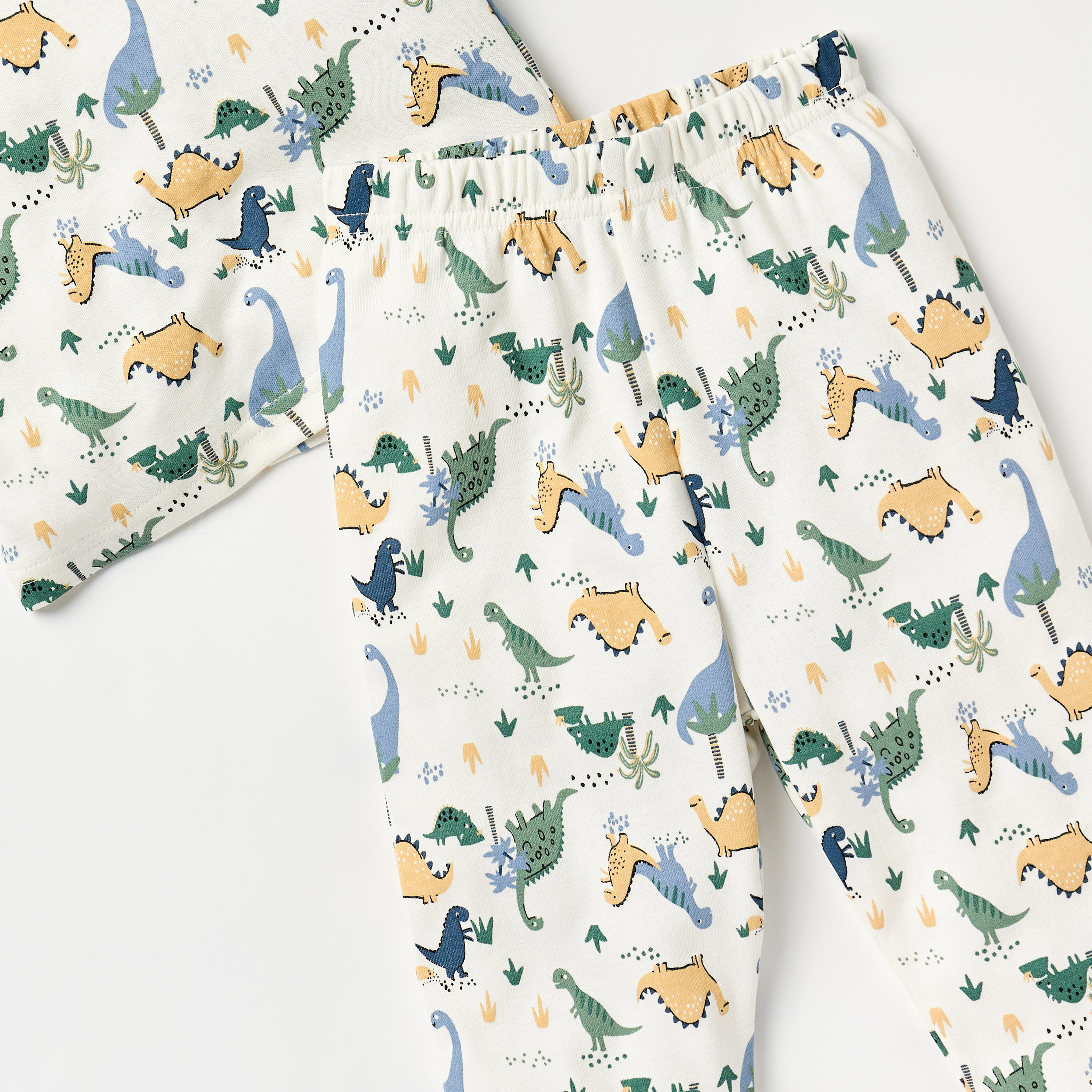 Juniors All-Over Dinosaur Print Long Sleeves T-shirt and Elasticated Pyjama Set-baby-boys-clothing-nightwear-pyjamasets-image-5