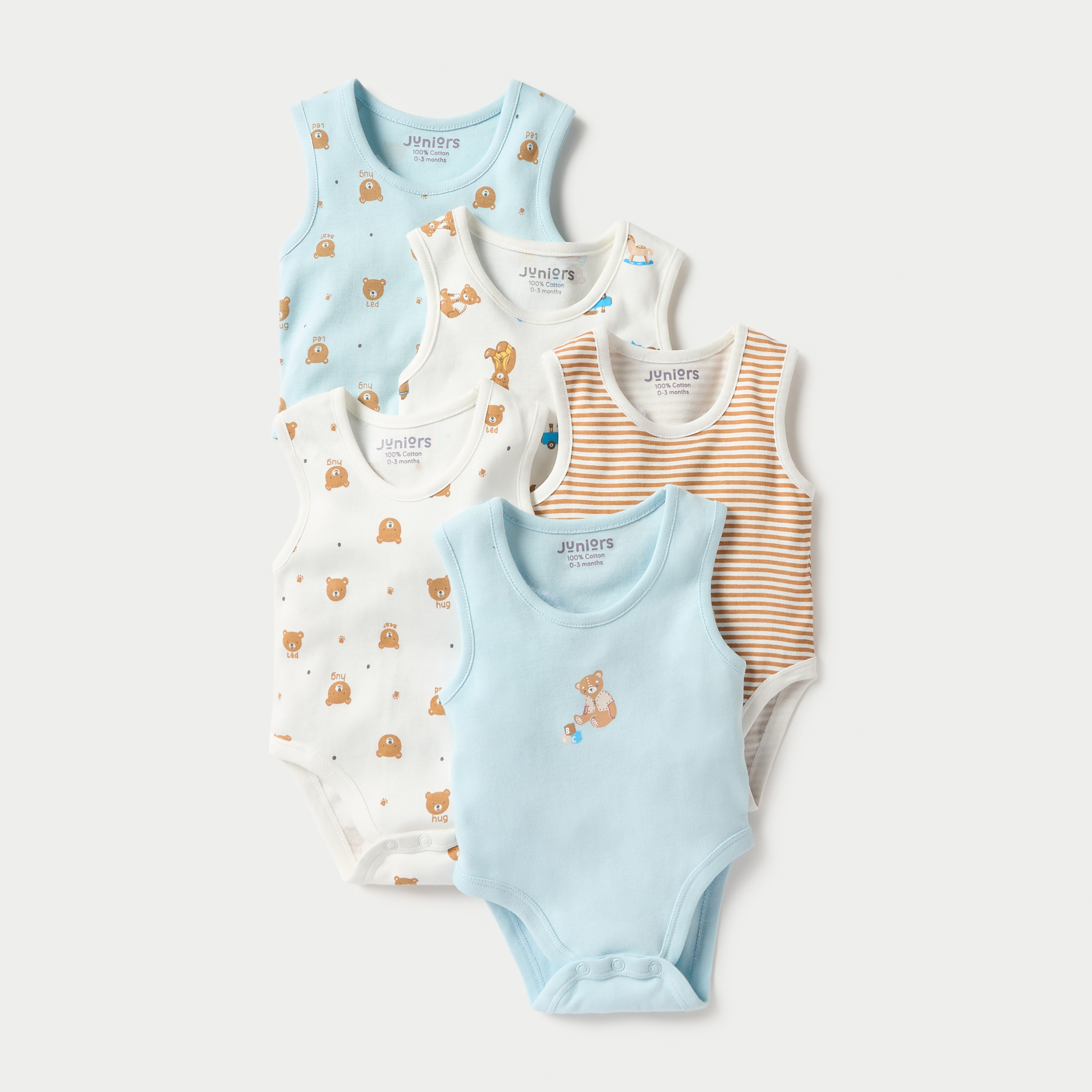 بودي سوت بدون أكمام بطبعات من جونيورز - طقم من 5 قطع-baby-boys-clothing-multipacks-image-1