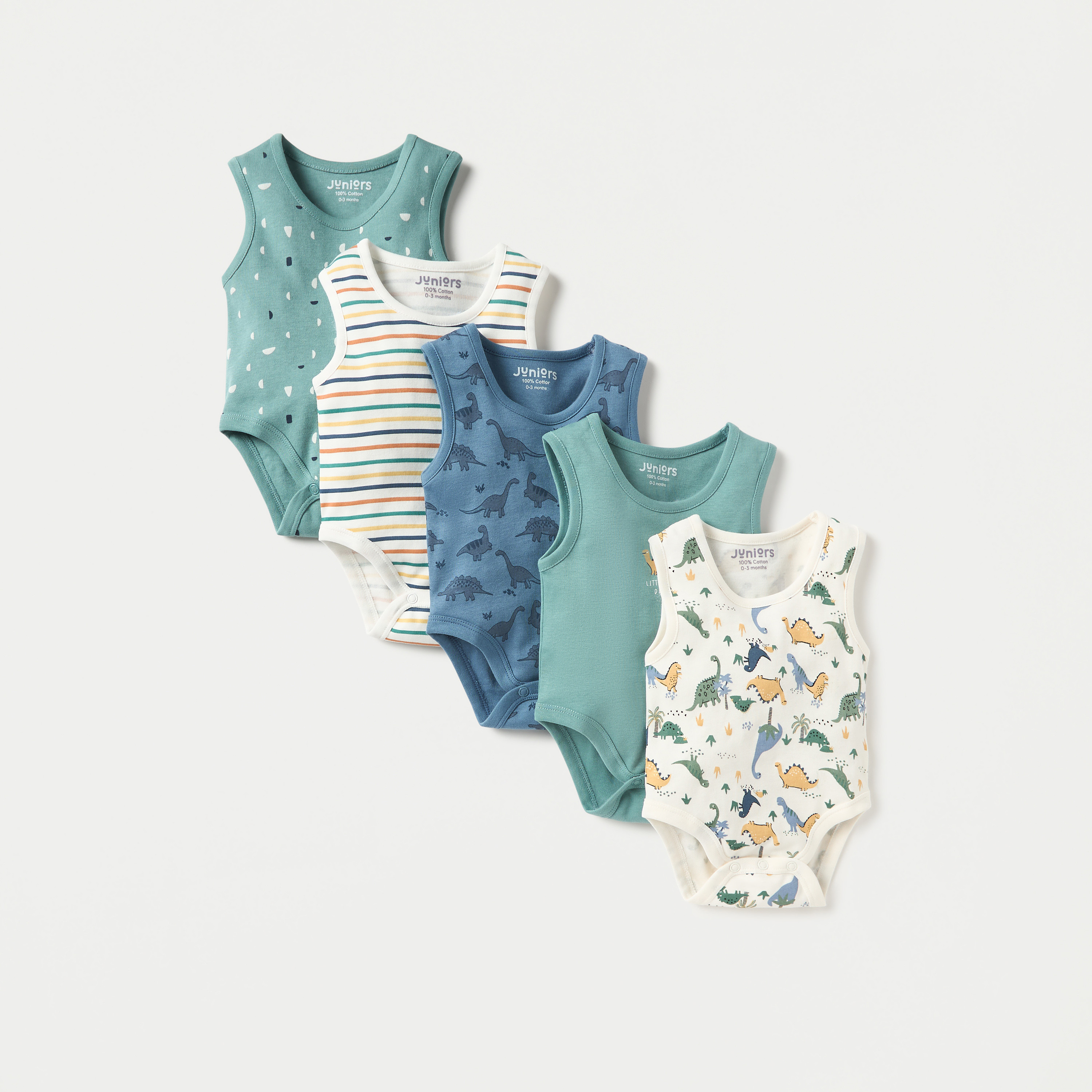 بودي سوت دون أكمام بطبعات من جونيورز - طقم 5 قطع-baby-boys-clothing-multipacks-image-1