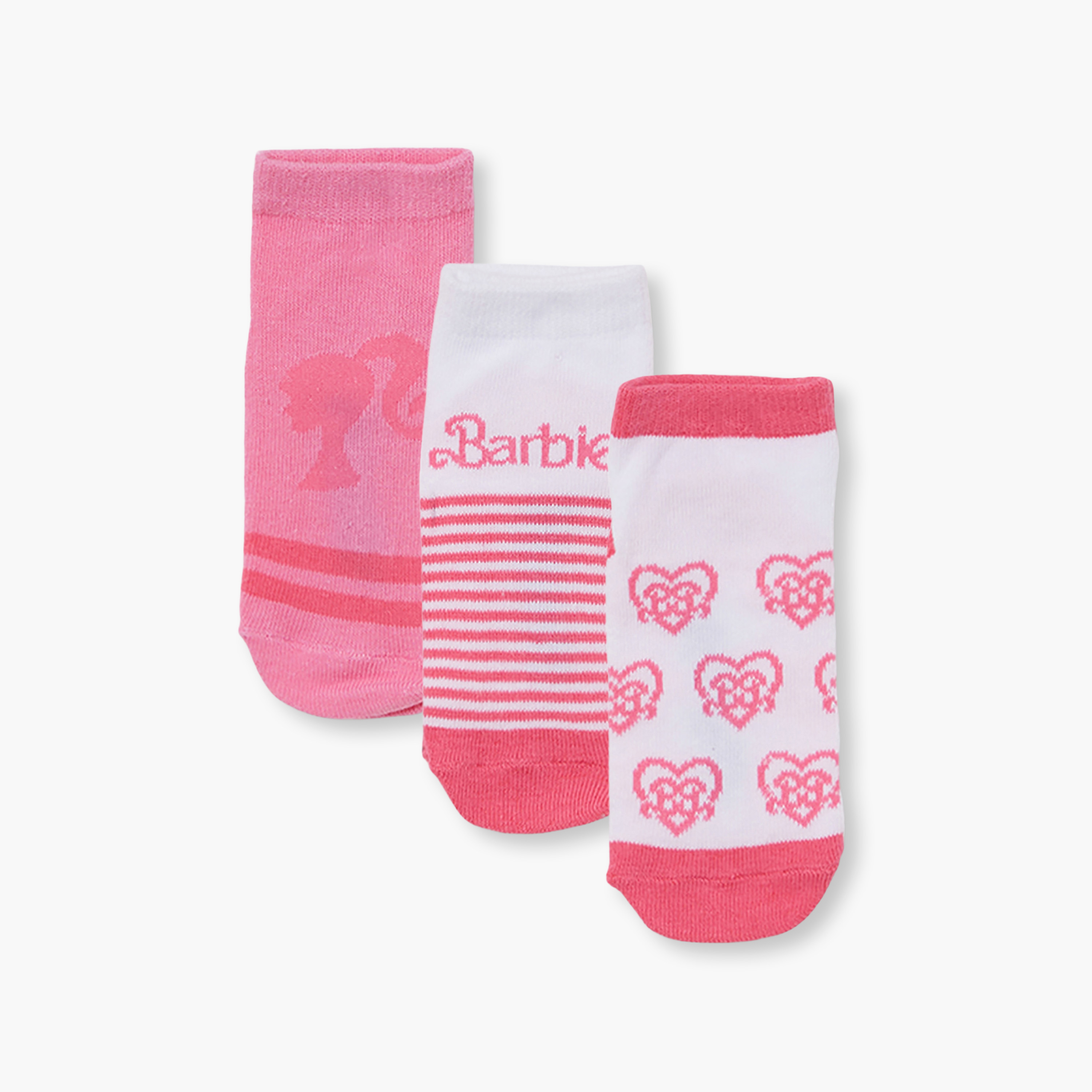 جوارب كاحل قطنية مطبوعة 3 أزواج من باربي-girls-accessories-socks-image-1