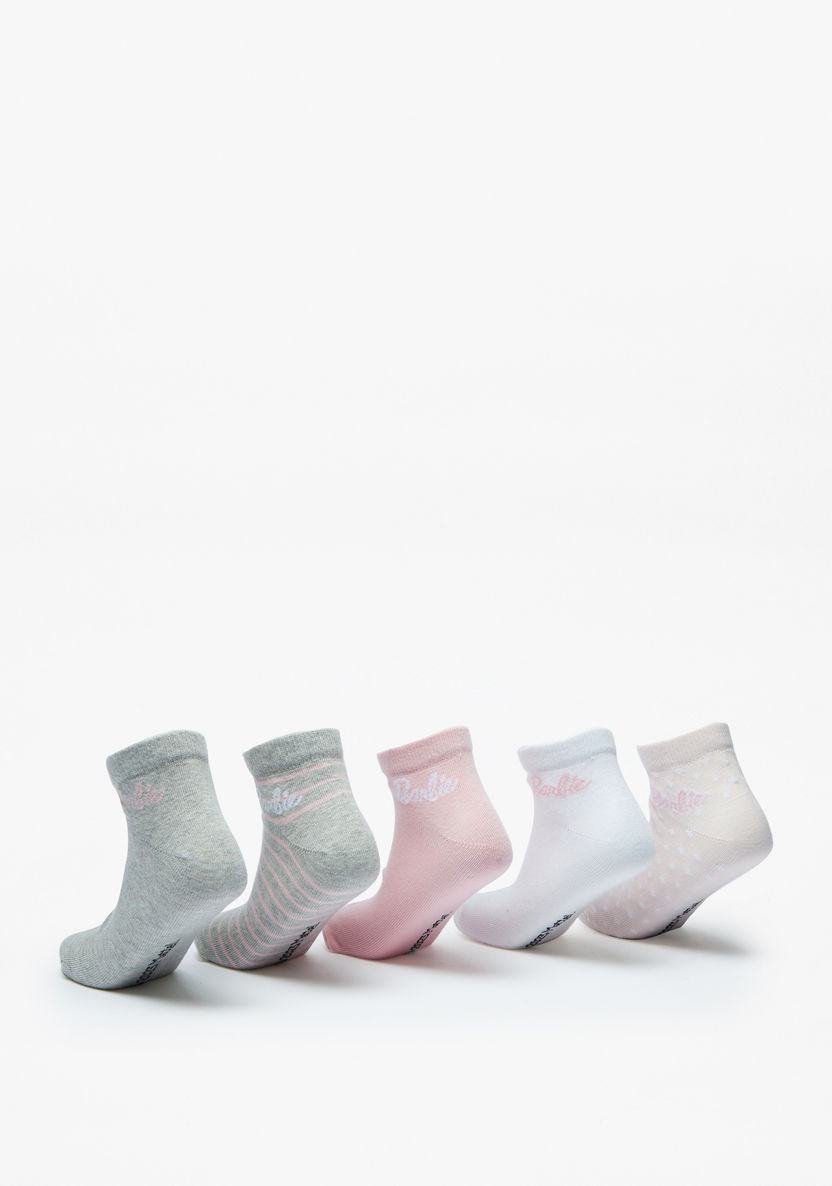 Barbie Print Ankle Length Socks - Set of 5-Girl%27s Socks & Tights-image-2