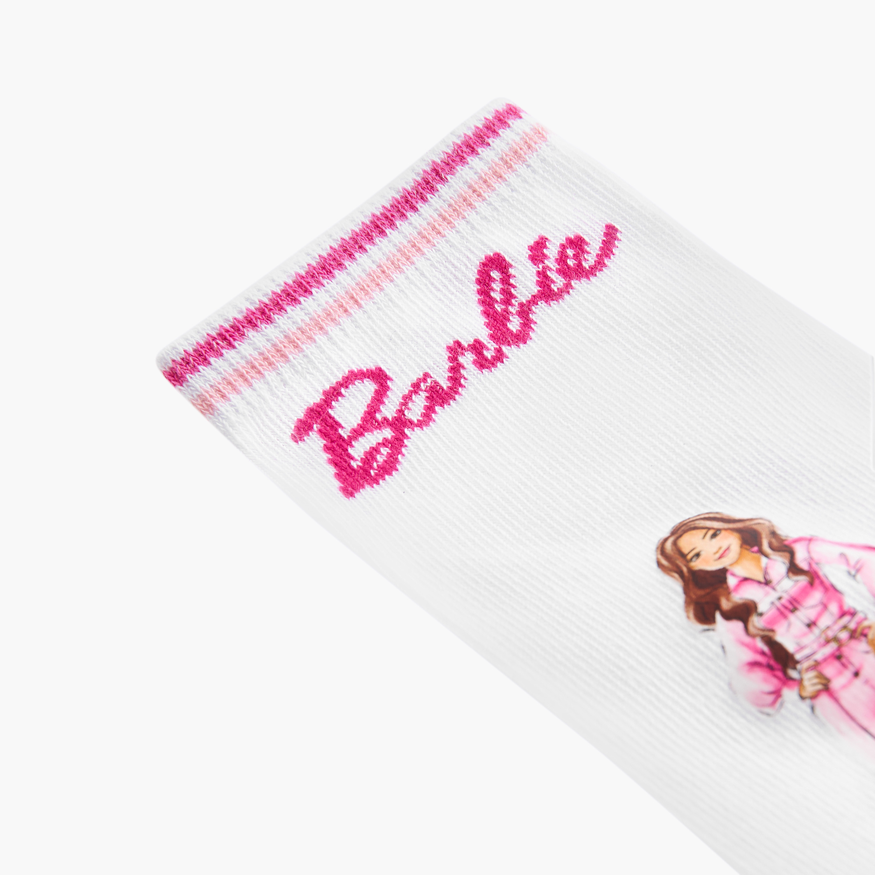 Barbie Printed Ankle Length Socks - Set of 5-girls-accessories-socks-image-4