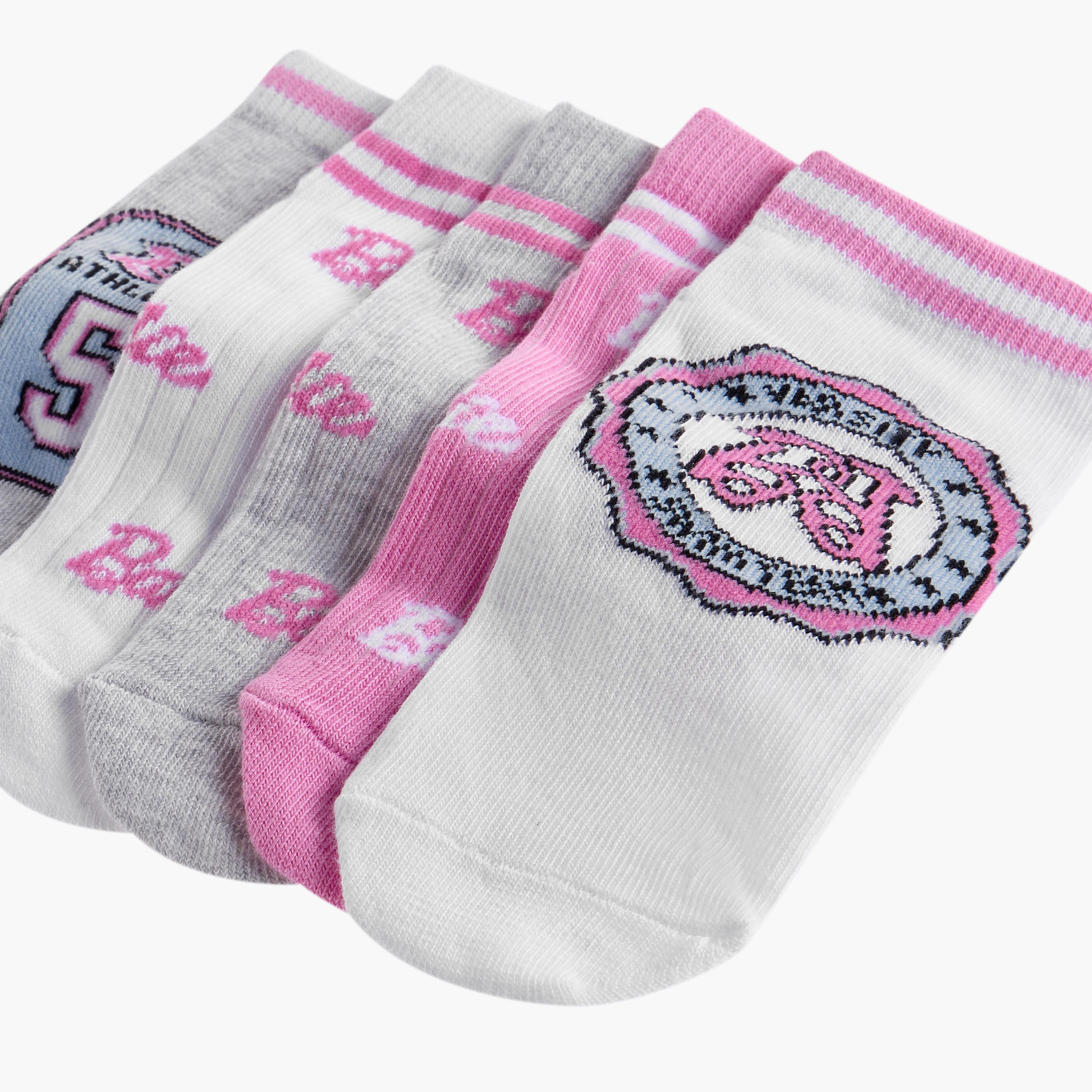 Barbie Printed Non Terry Ankle Length Socks - Set of 5-girls-accessories-socks-image-4