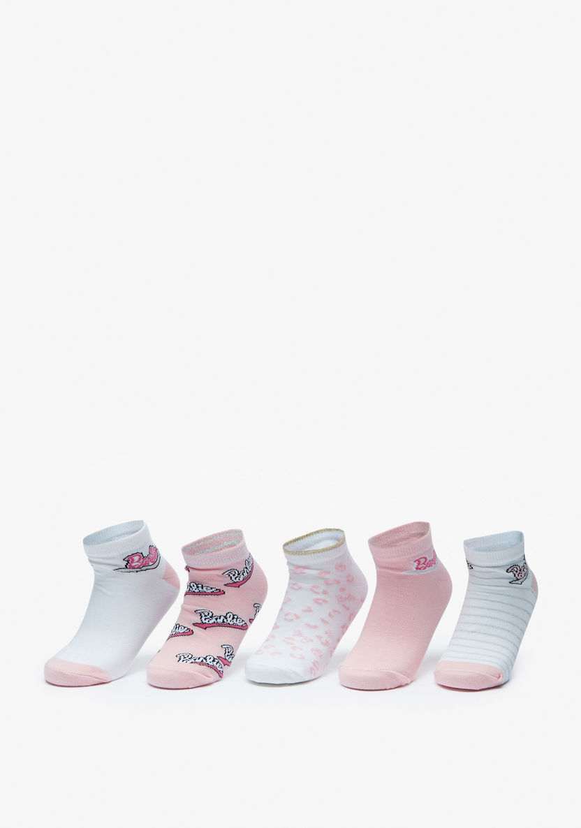 Barbie Print Ankle Length Socks - Set of 5-Girl%27s Socks & Tights-image-0