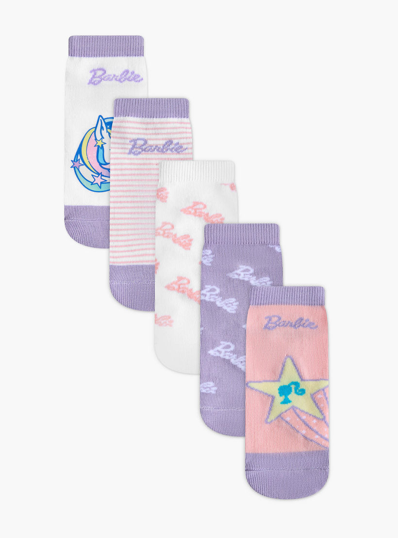 طقم من 5 - جوارب طول الكاحل بطبعات للبنات من باربي-girls-accessories-socks-image-1