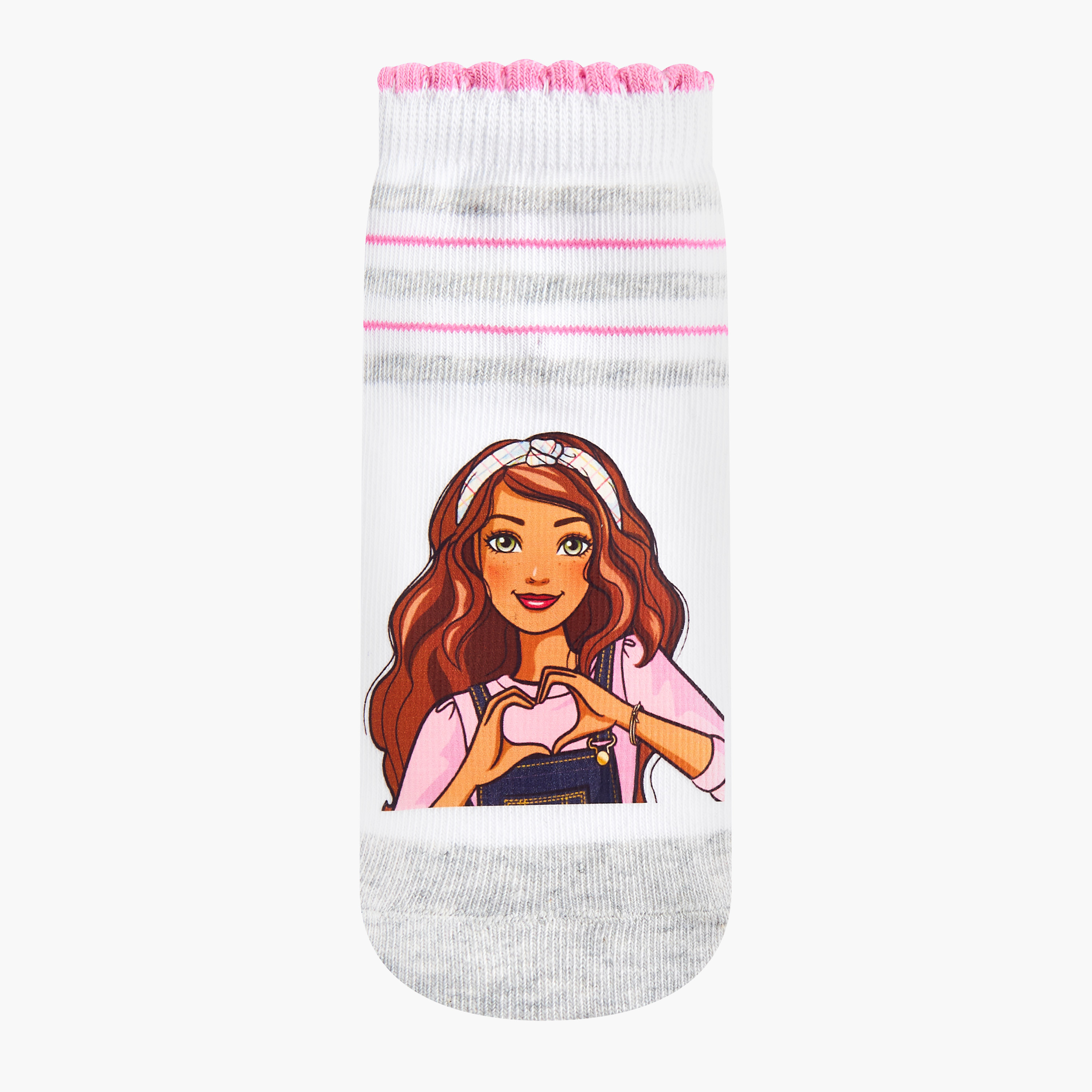 Pack of 5 Barbie Girls Socks Ankle Length Printed-girls-accessories-socks-image-2