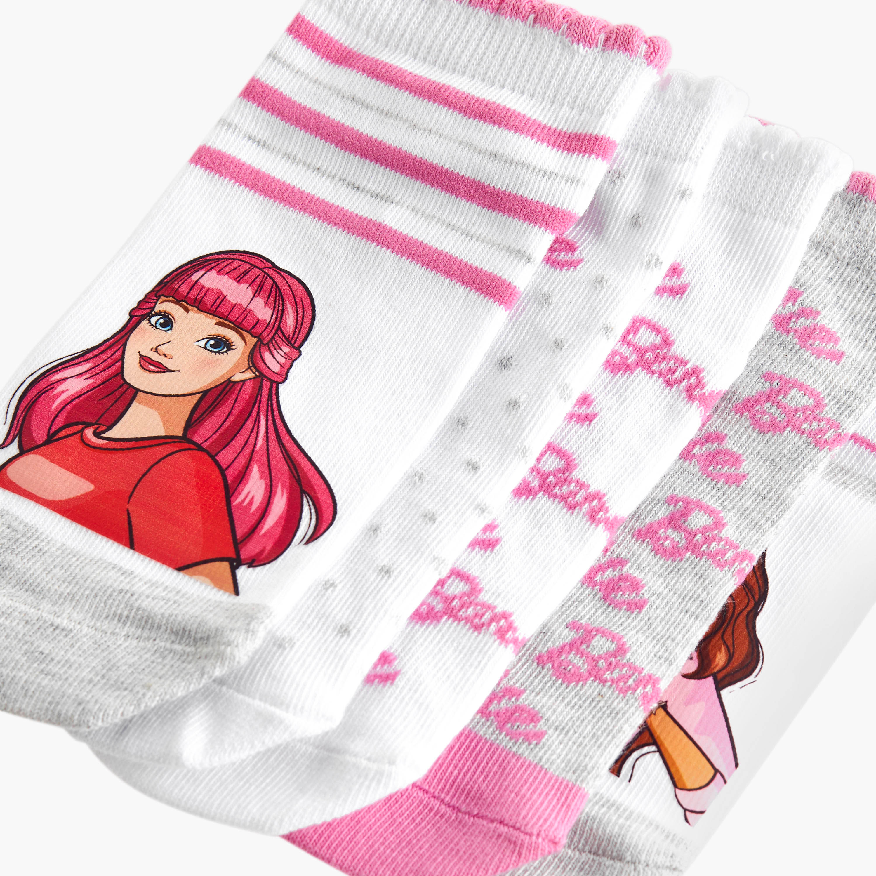 Pack of 5 Barbie Girls Socks Ankle Length Printed-girls-accessories-socks-image-4