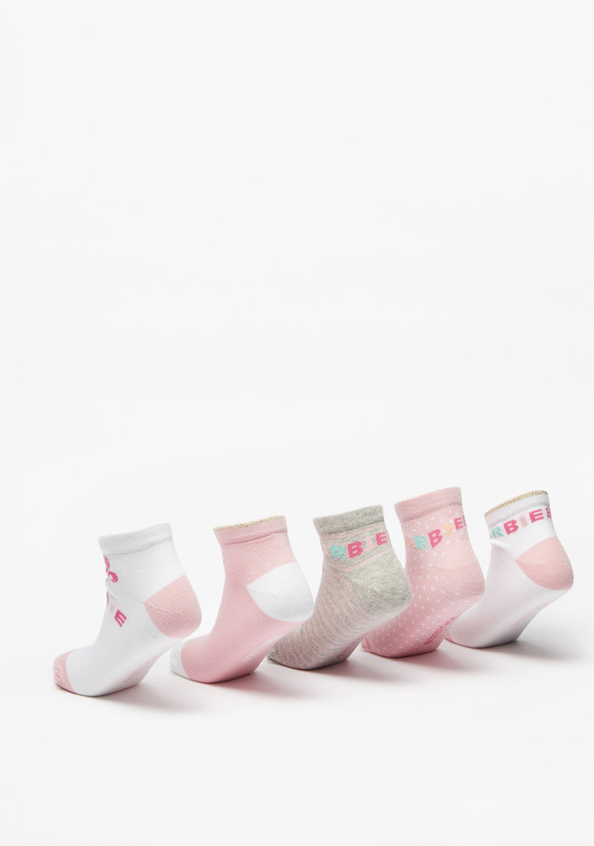 Barbie Print Ankle Length Socks - Set of 5-Girl%27s Socks & Tights-image-2
